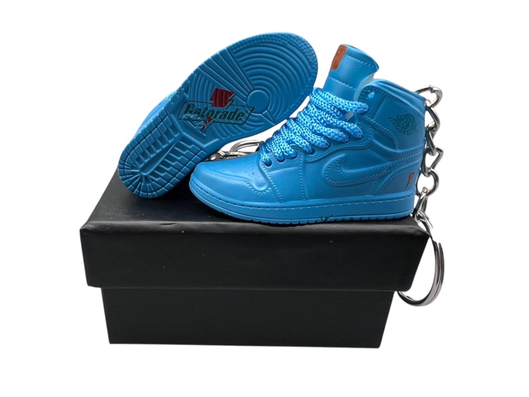 "G8RD Blue Lagoon" AJ1 3D Mini Sneakers-1/6 Scaled Shoes/ Keychains.