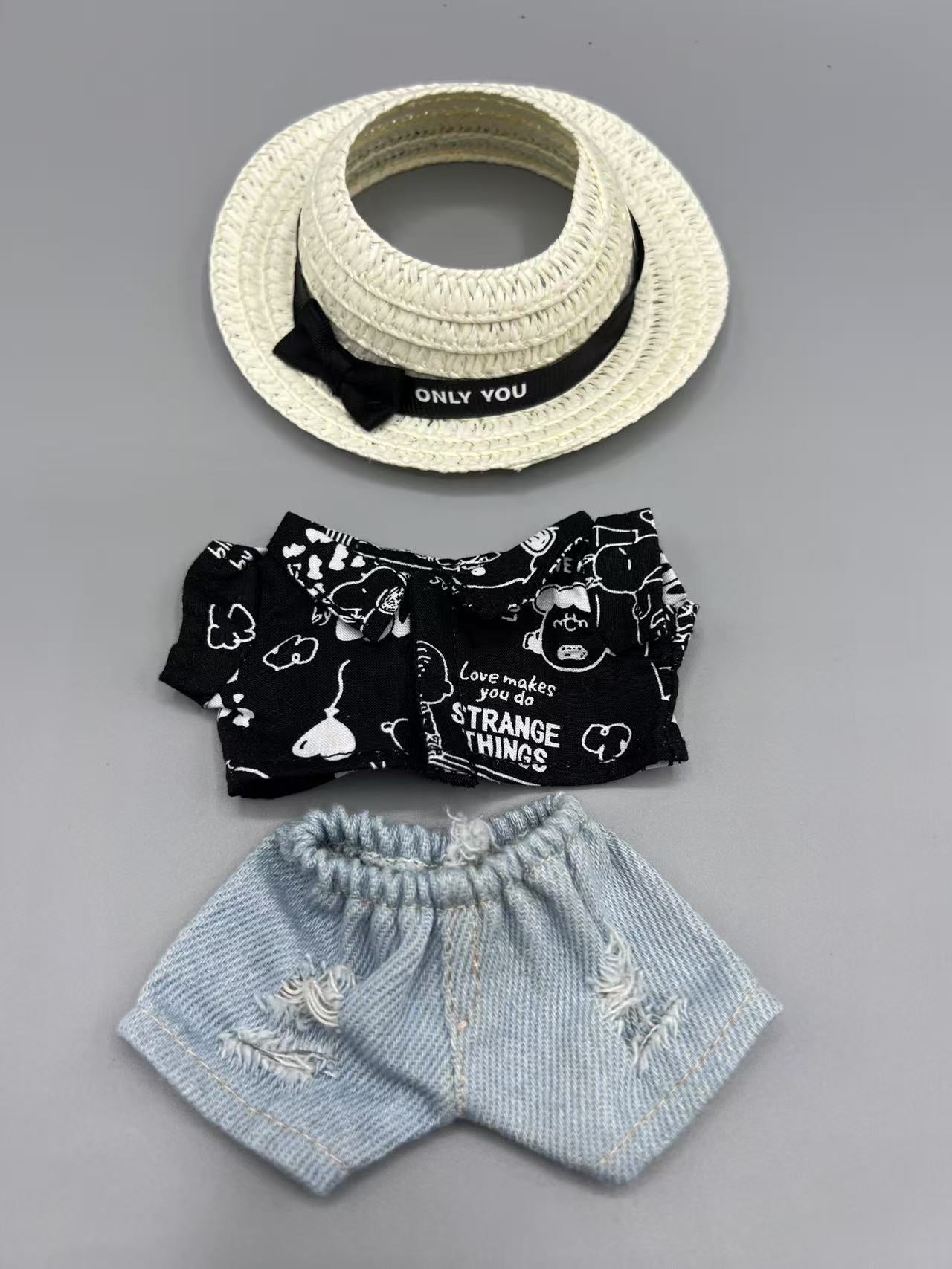 Labubu Doll Clothes Set – Fashion Streetwear Outfit with Hat image 0