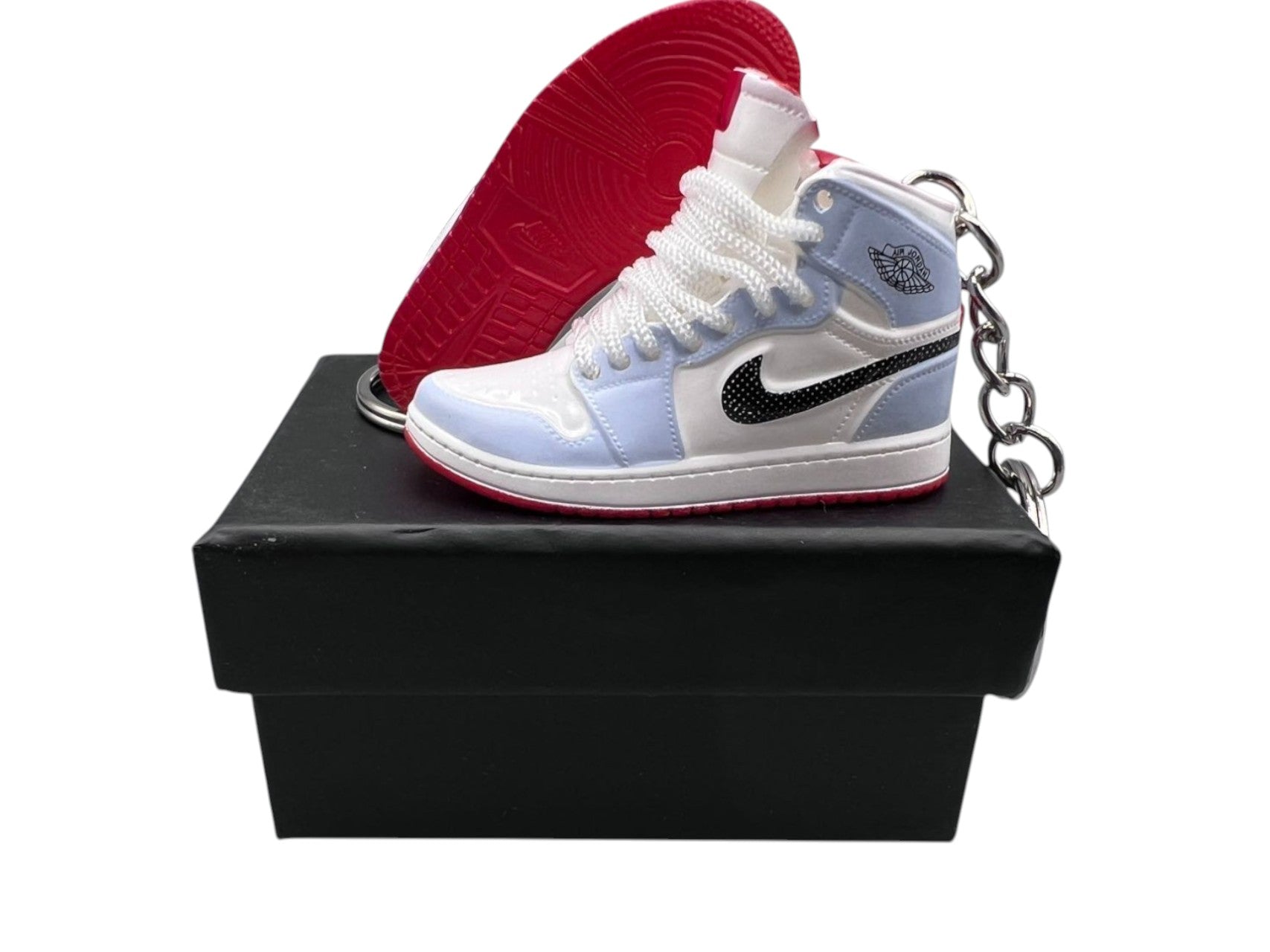 "Half Blue Polka Dot Swoosh" AJ1 3D Mini Sneakers-1/6 Scaled Shoes/ Keychains.