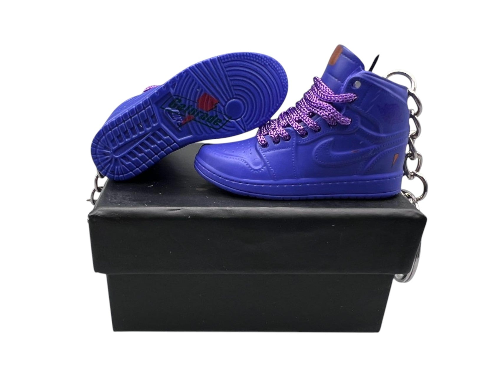 "G8RD Rush Violet" AJ1 3D Mini Sneakers-1/6 Scaled Shoes/ Keychains.