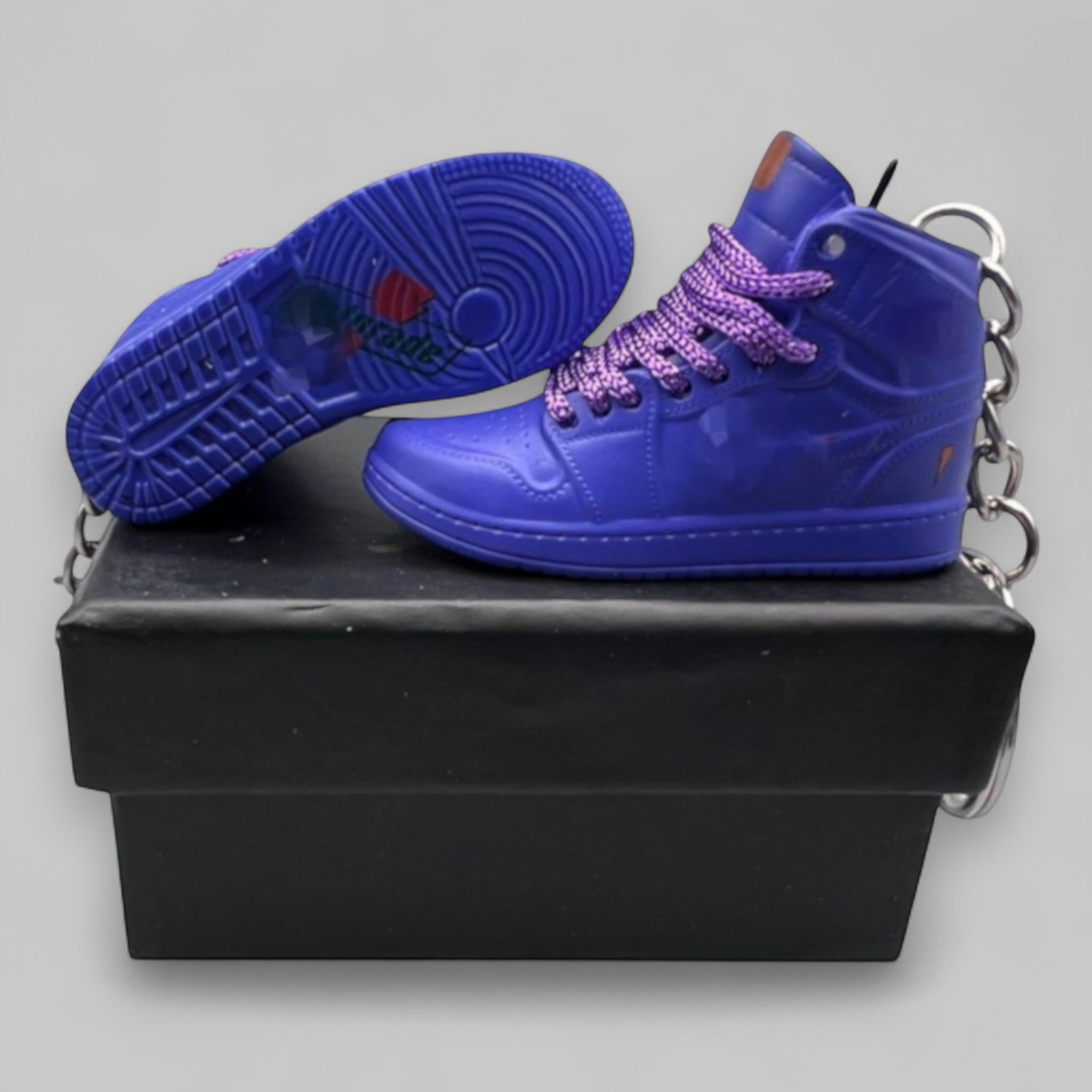 1:6 Scale Mini Sneaker – Doll Wear or Keychain - "Purple Suede Sports Drink"