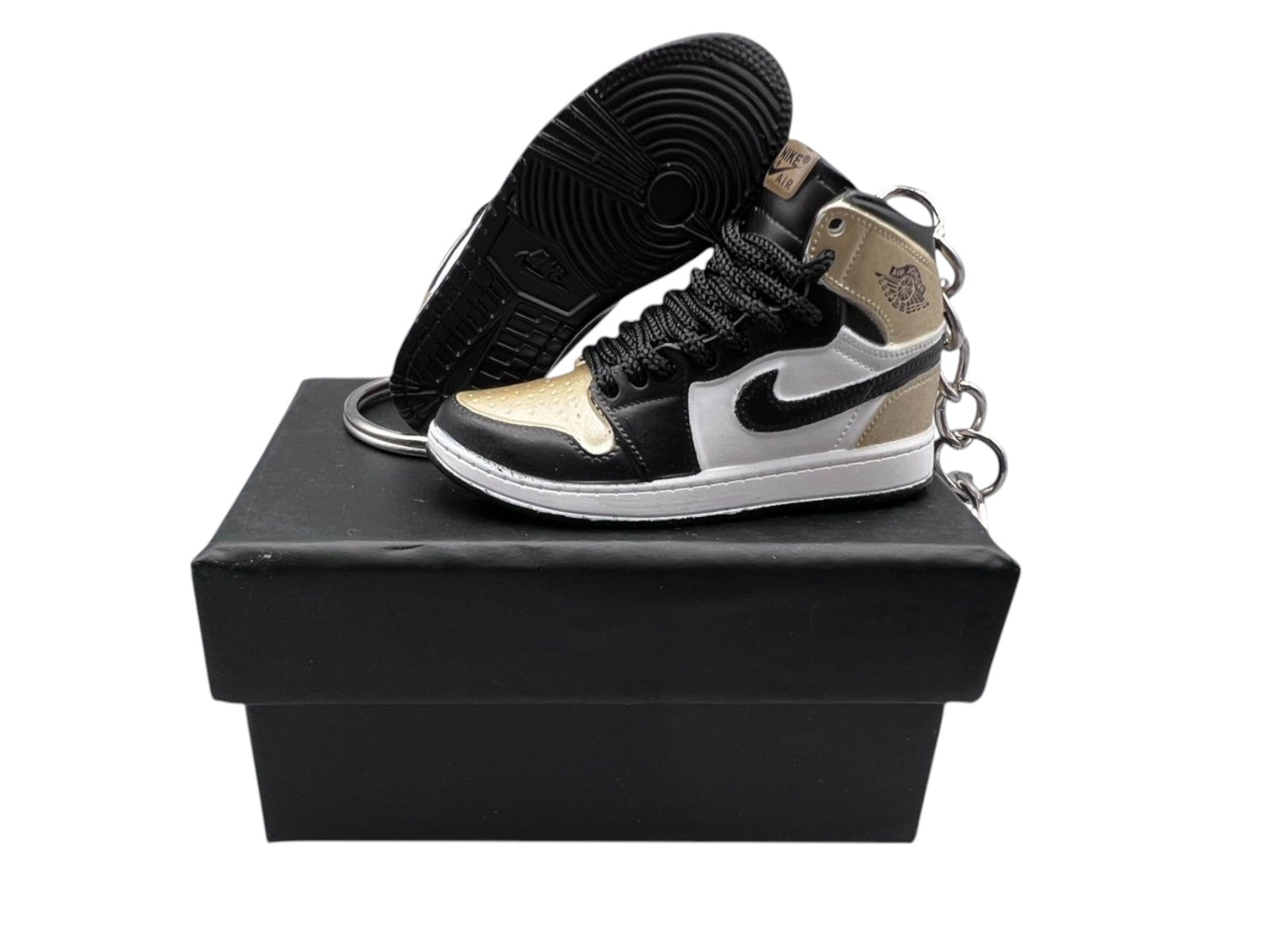 "Patent Gold Toe" AJ1 3D Mini Sneakers-1/6 Scaled Shoes/ Keychains.