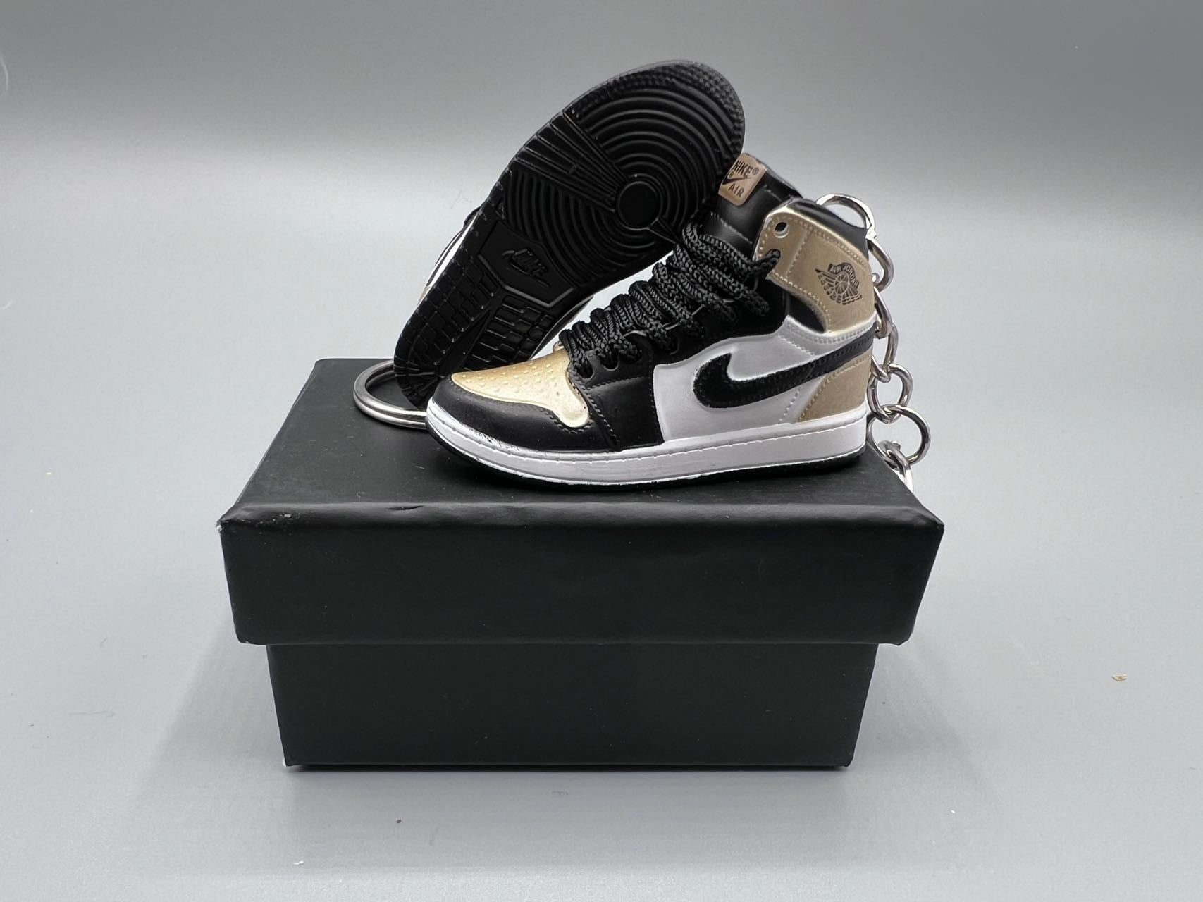 1:6 Scale Mini Sneaker – Doll Wear or Keychain - "Patent Gold Toe"
