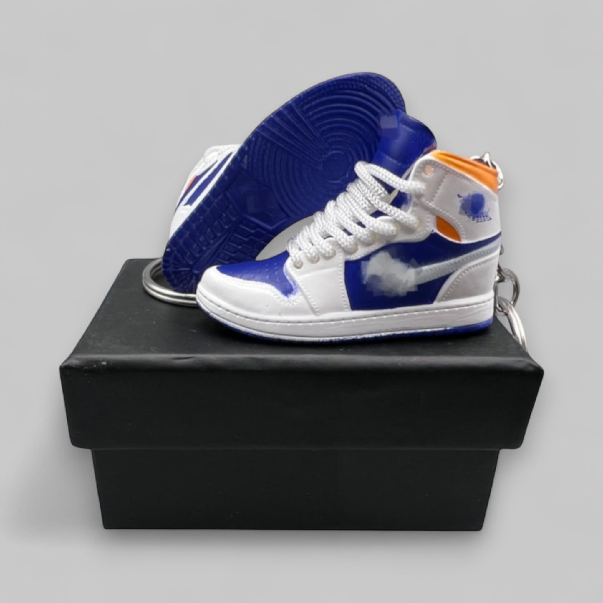 1:6 Scale Mini Sneaker – Doll Wear or Keychain - "Royal Blue Laser Orange"