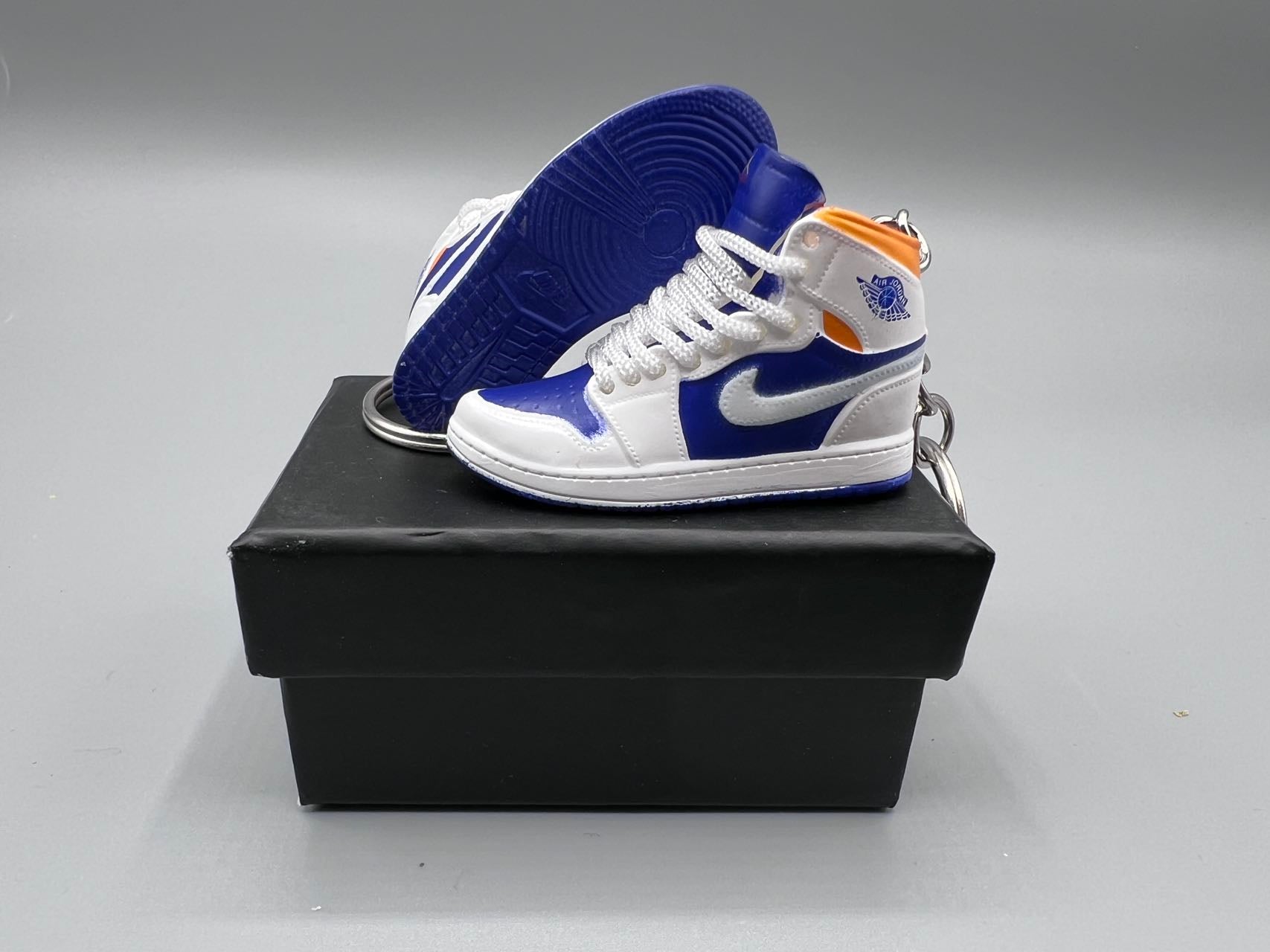 1:6 Scale Mini Sneaker – Doll Wear or Keychain - "Royal Blue Laser Orange"