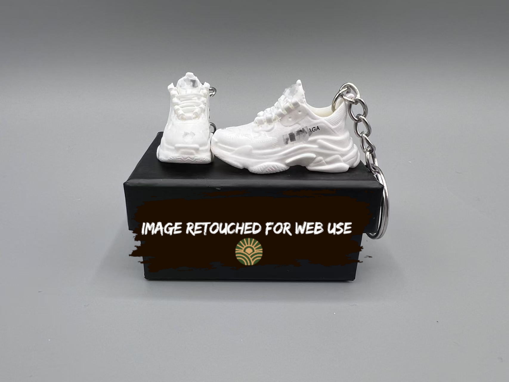 1:6 Scale Mini Sneaker – Doll Wear or Keychain - "Designer Triple S Dad Sneaker White"