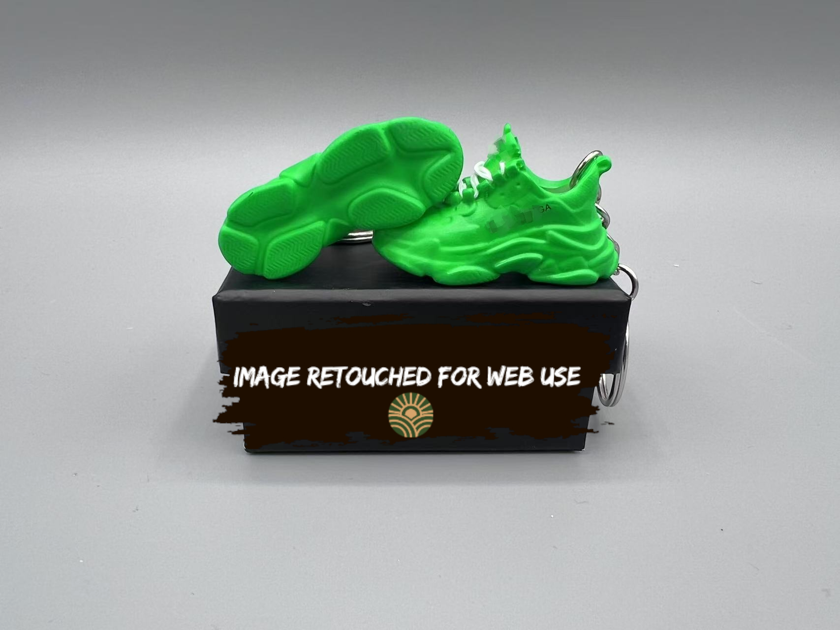 1:6 Scale Mini Sneaker – Doll Wear or Keychain - "Designer Triple S Dad Sneaker Neon Green"