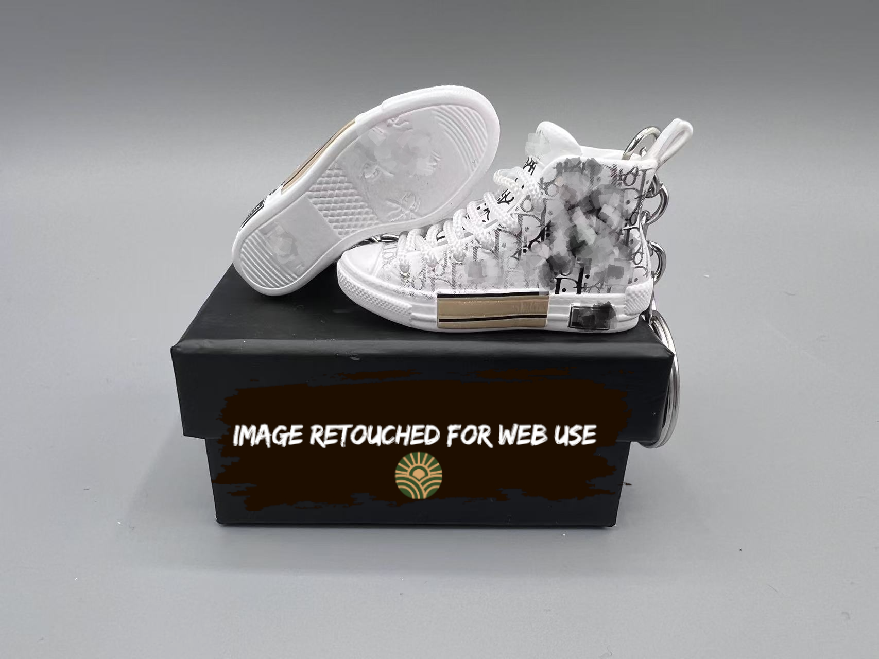 1:6 Scale Mini Sneaker – Doll Wear or Keychain - "Luxury Oblique Monogram High-Top"