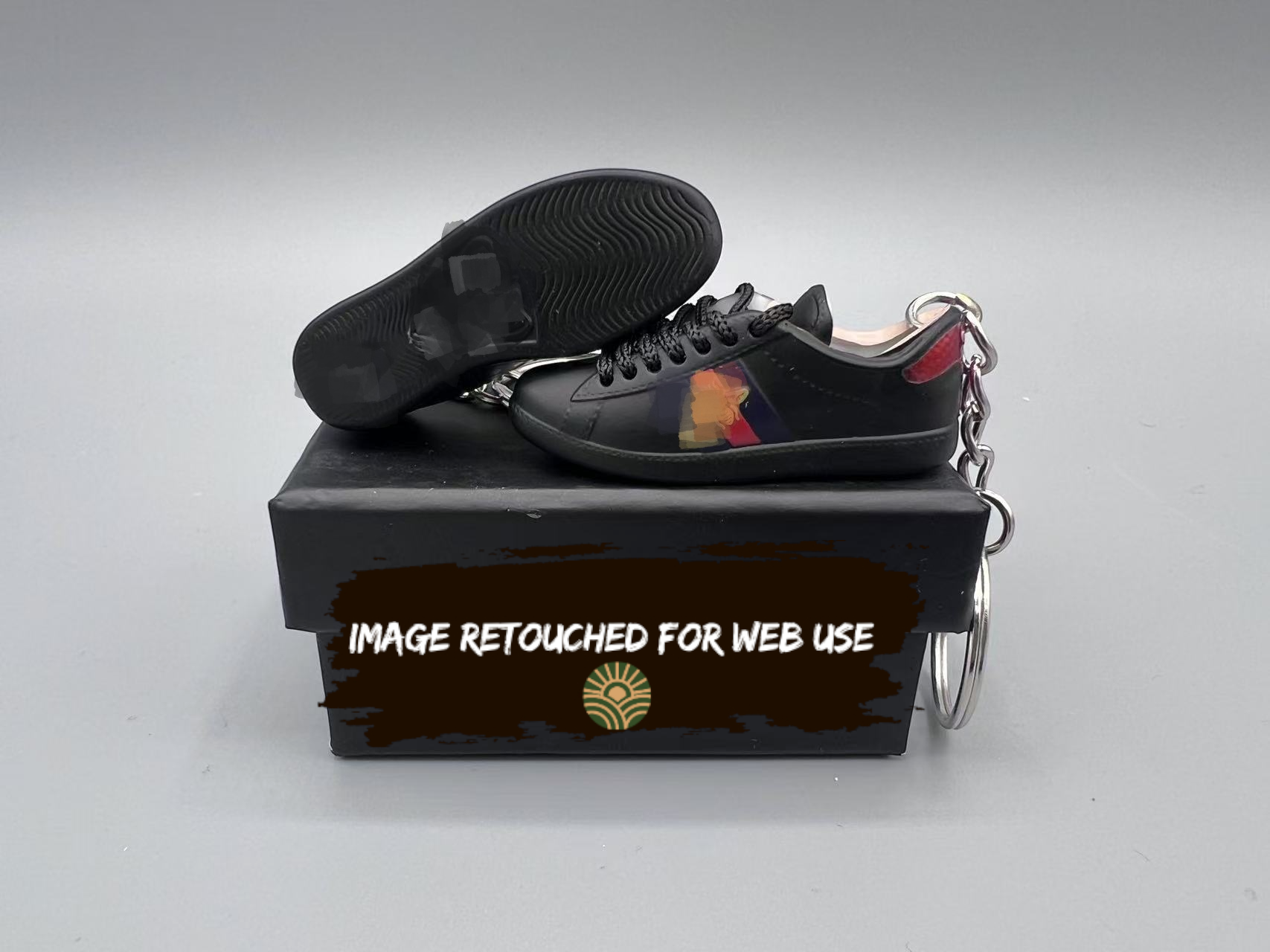 1:6 Scale Mini Sneaker – Doll Wear or Keychain - "Luxury Ace Style Black with Bee Embroidery"