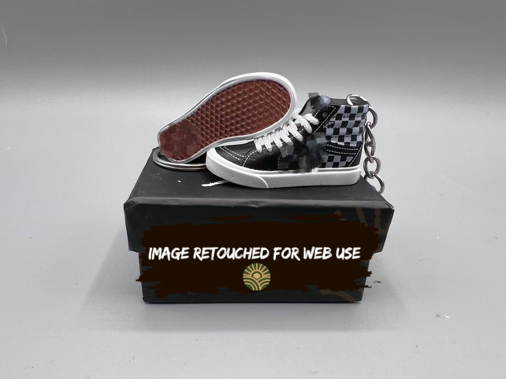 1:6 Scale Mini Classic Skate High Keychain – “Checkerboard Black/Gray”