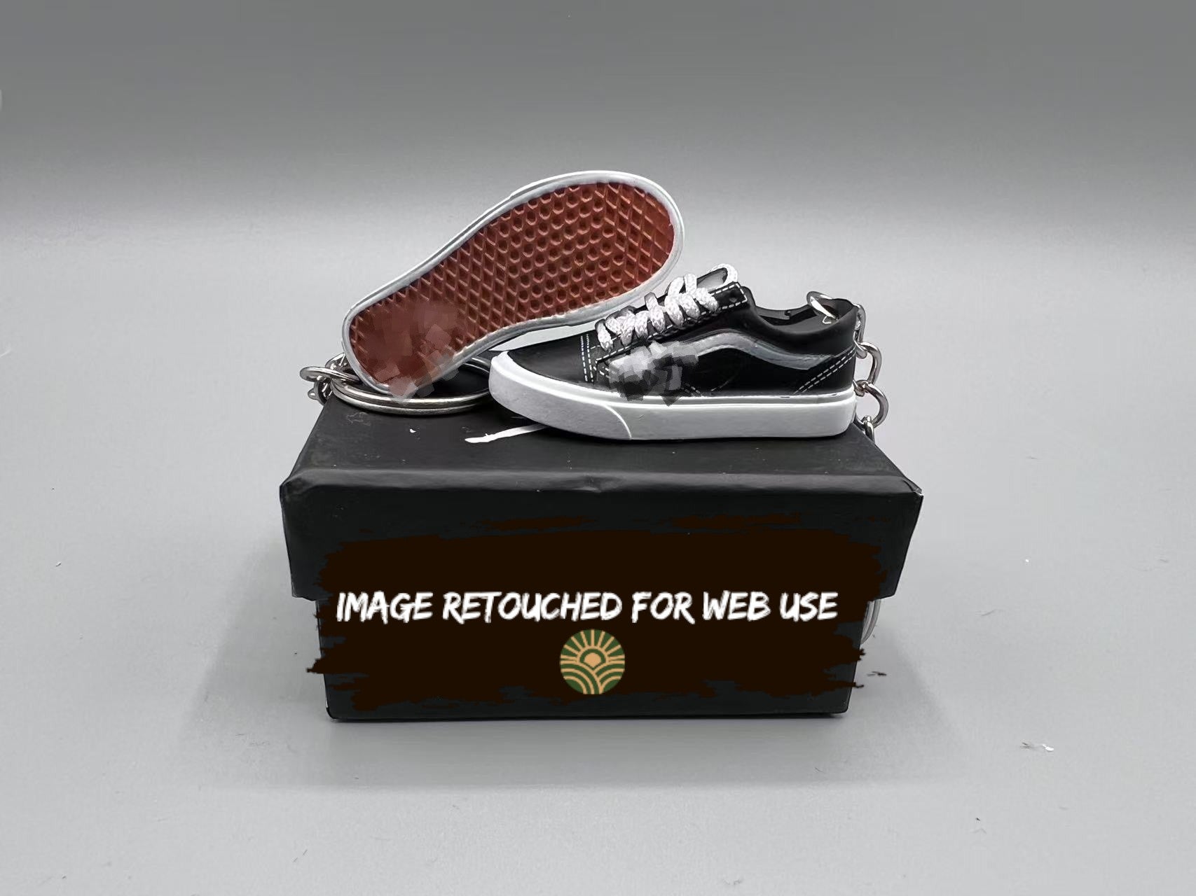 1:6 Scale Mini Classic Skate Low Keychain – “Black/White Line”