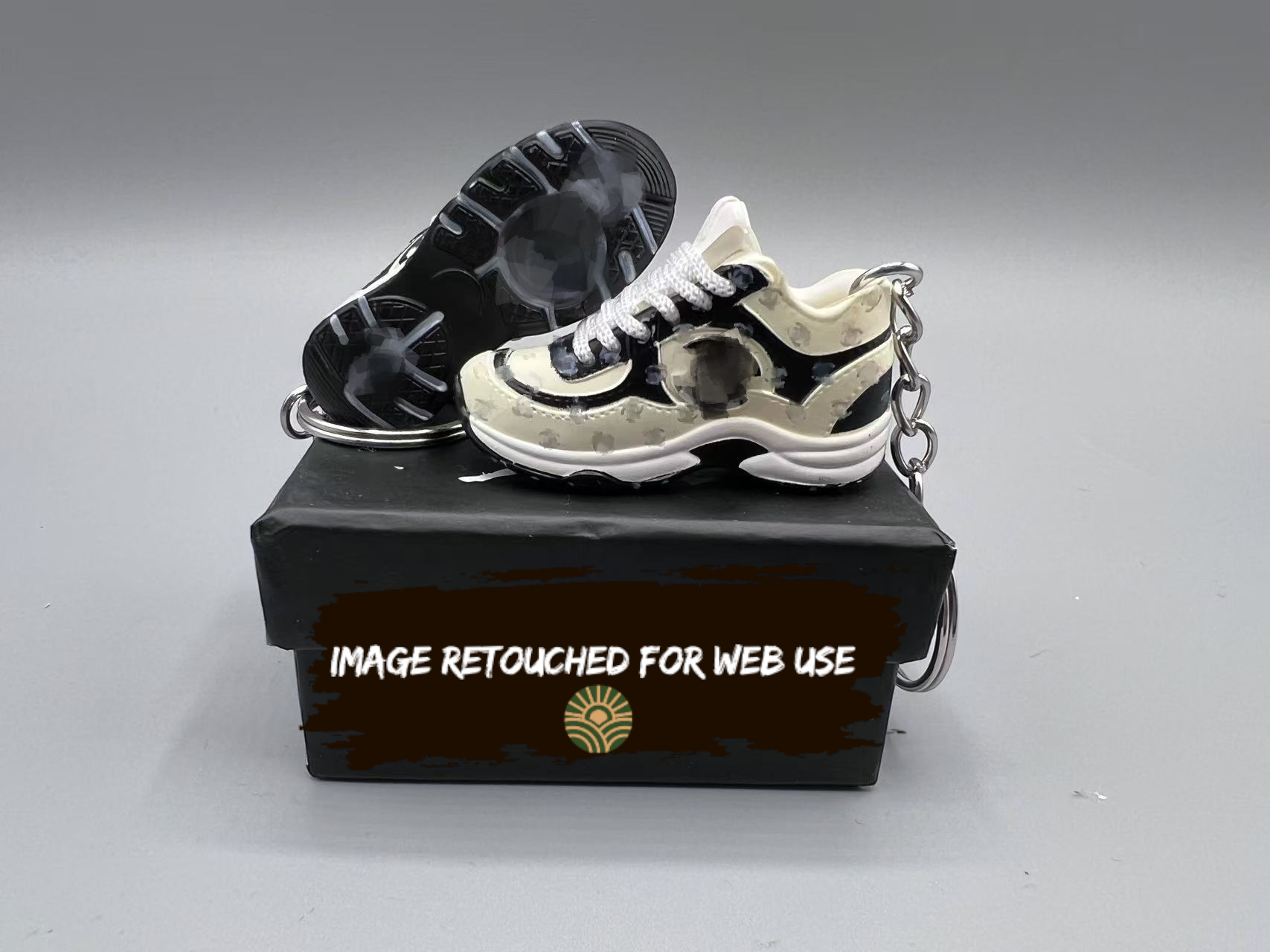 1:6 Scale Mini Sneaker – Doll Wear or Keychain - "Luxury Two-Tone Fashion with White Laces"