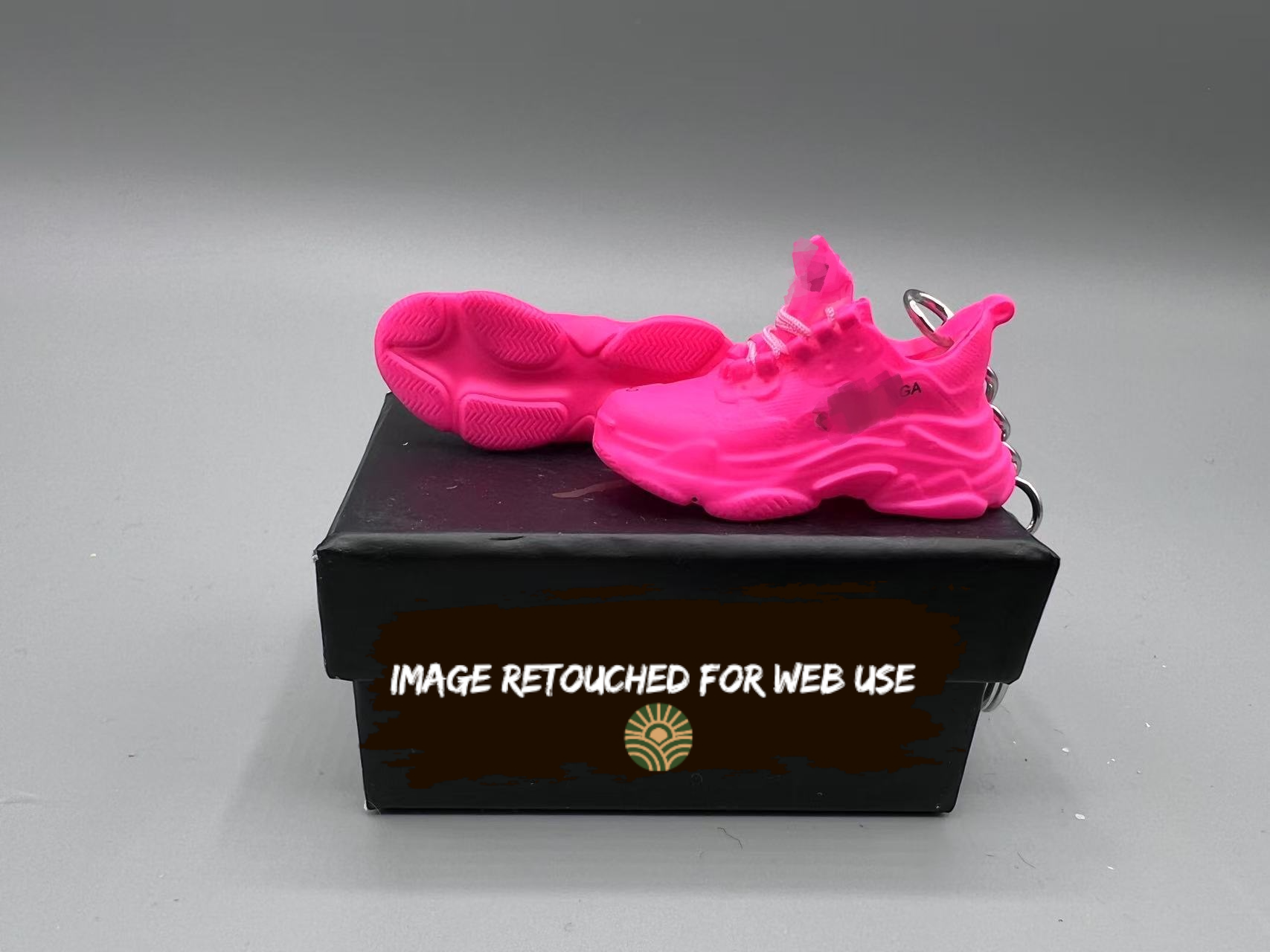1:6 Scale Mini Sneaker – Doll Wear or Keychain - "Designer Triple S Dad Sneaker Neon Pink"