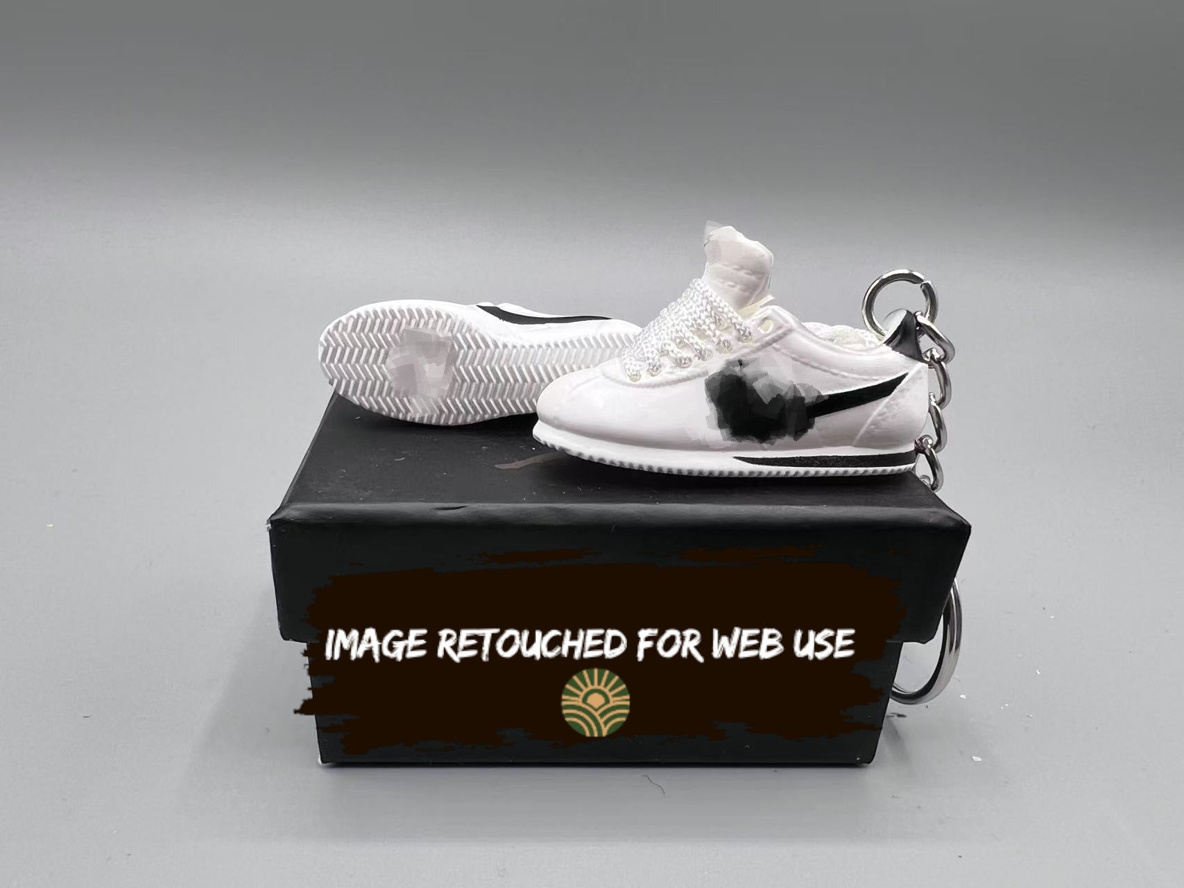 1:6 Scale Mini Retro Runner Keychain – “White/Black Classic”