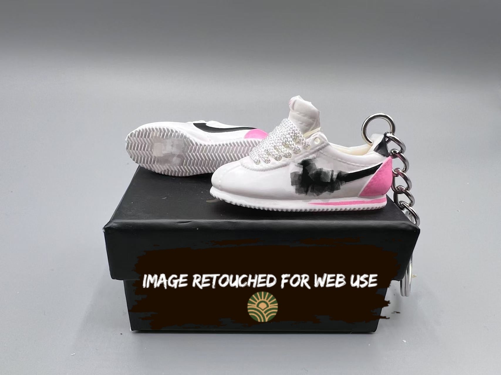 1:6 Scale Mini Retro Runner Keychain – “White/Black Pink Heel”