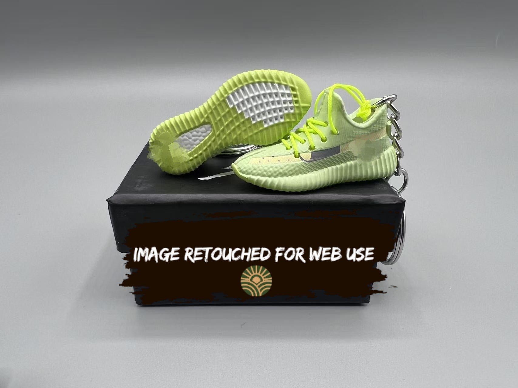 1:6 Mini Sneaker Keychain – YZY 350 Style "Glow Volt"