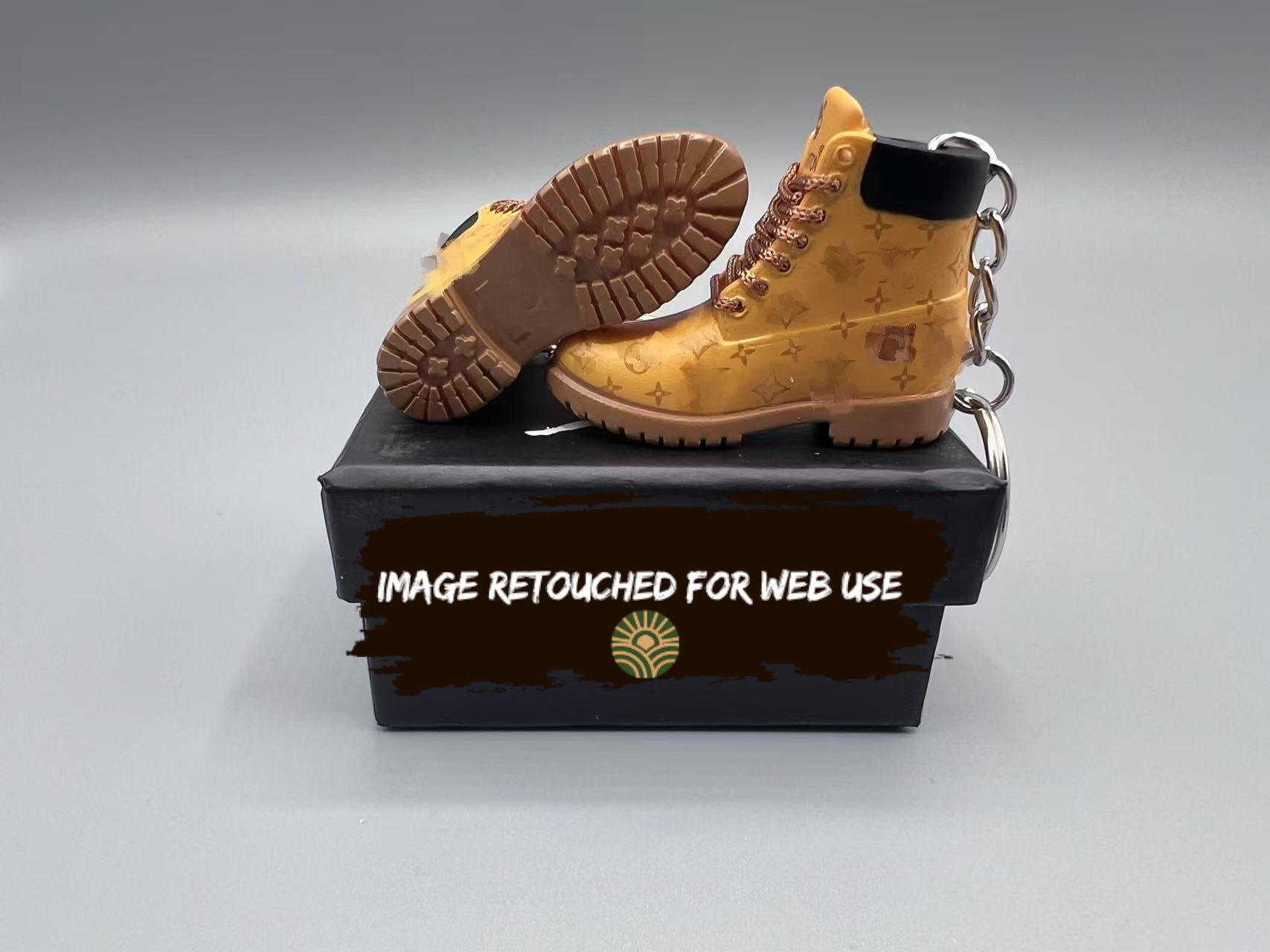 1:6 Scale Mini Sneaker – Doll Wear or Keychain - "Monogram Embossed 6-Inch Work Boot Wheat Color