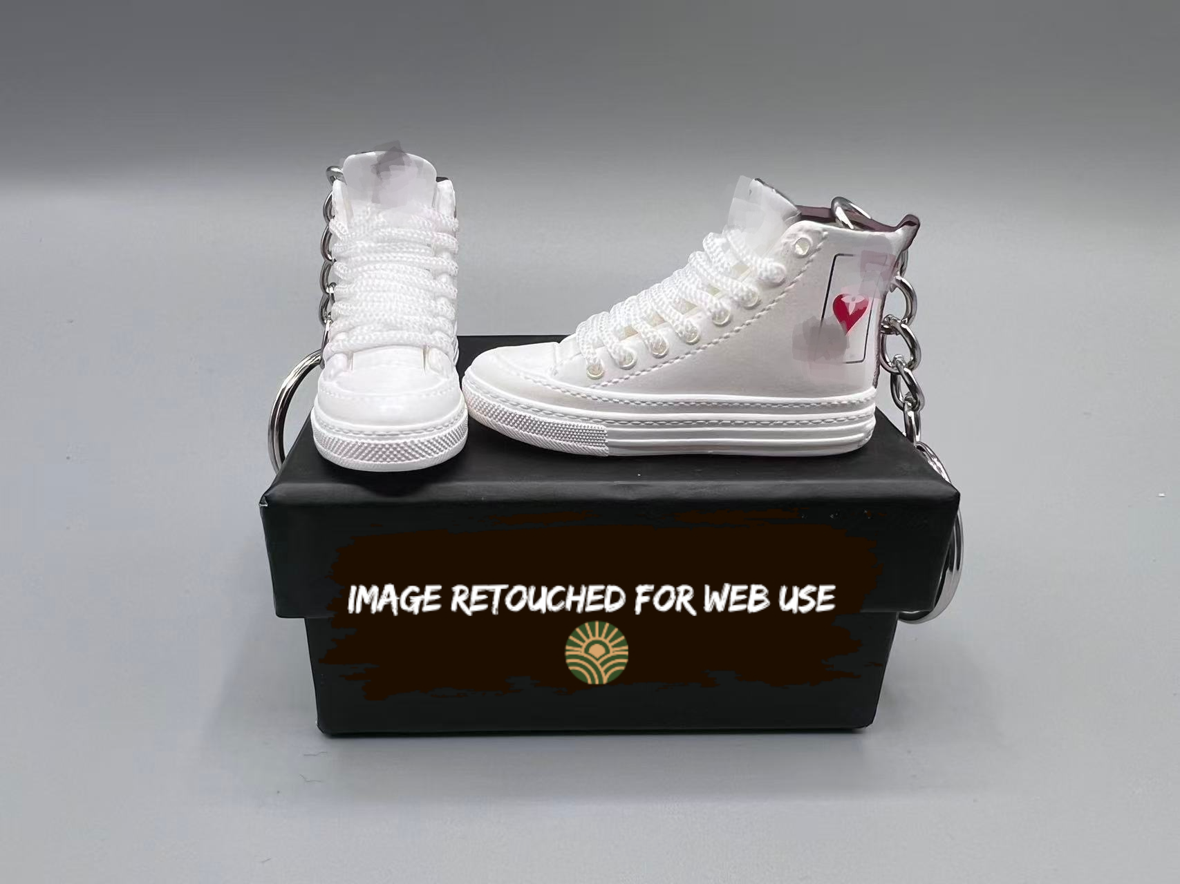 1:6 Scale Mini Sneaker – Doll Wear or Keychain - "Luxury Romantic Red Heart Monogram High-Top"