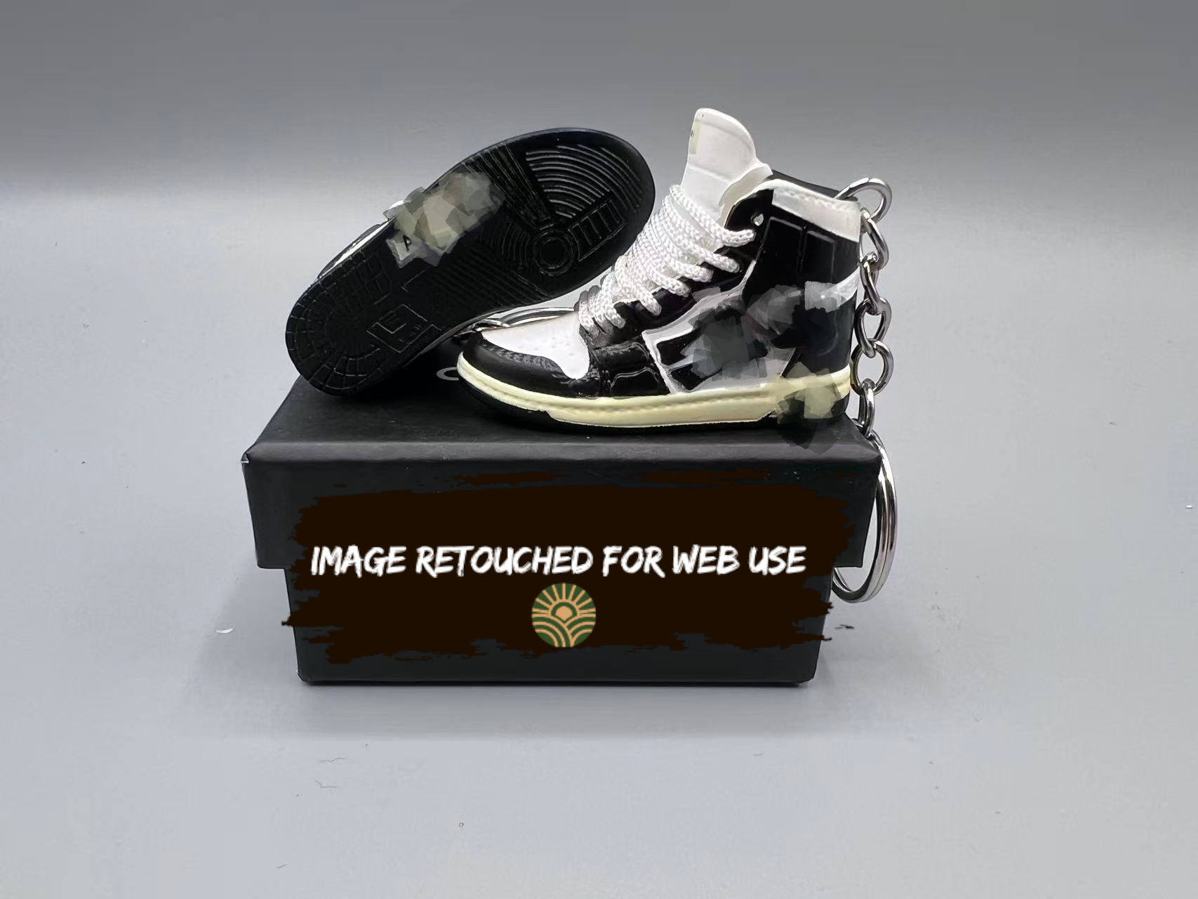 1:6 Scale Mini Sneaker – Doll Wear or Keychain - "Luxury Skeleton Bone Style High-Top Black/White"
