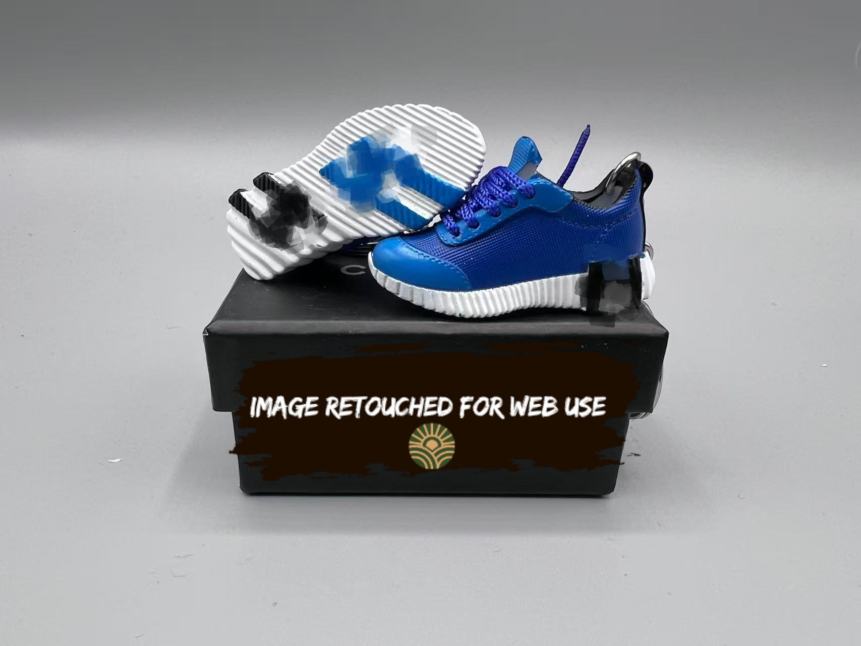 1:6 Scale Mini Sneaker – Doll Wear or Keychain - "Luxury Royal Blue Technical With Chunky White Sole"