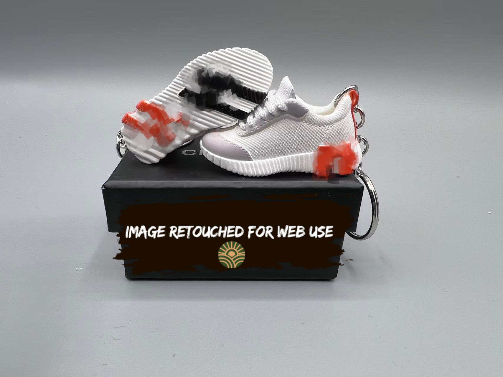 1:6 Scale Mini Sneaker – Doll Wear or Keychain - "Luxury White and Silver Technical With Ridged Sole"