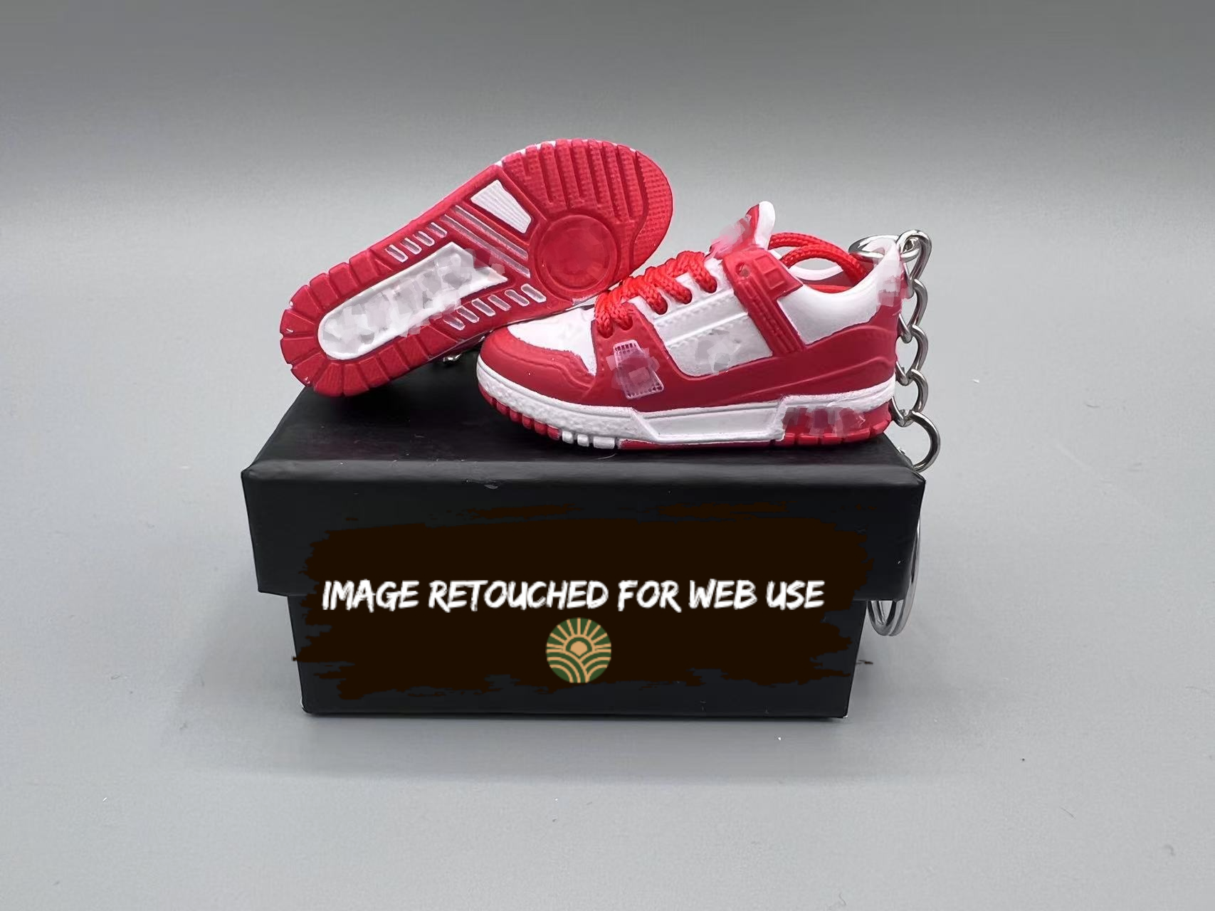 1:6 Scale Mini Sneaker – Doll Wear or Keychain - "Luxury Designer Style Red and White Low-Top"