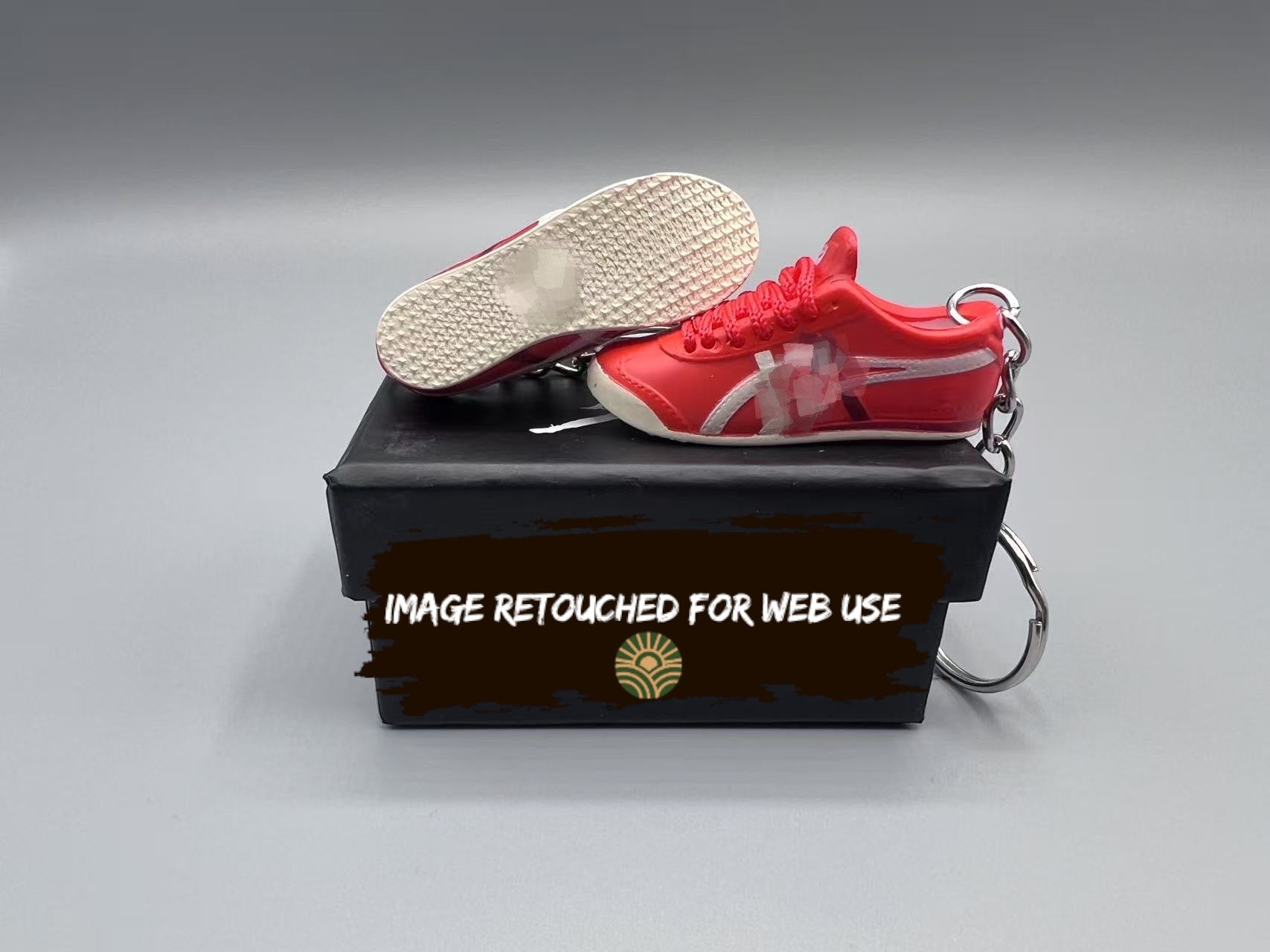 1:6 Scale Mini Retro Stripe Runner Keychain – “Rust Red Classic”