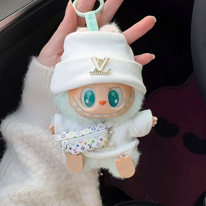 Popmart Labubu Clothes + Crossbody Bag Set White Beanie