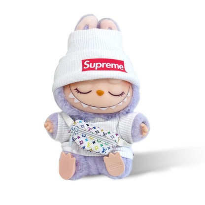 Popmart Labubu Clothes + Crossbody Bag Set White Beanie
