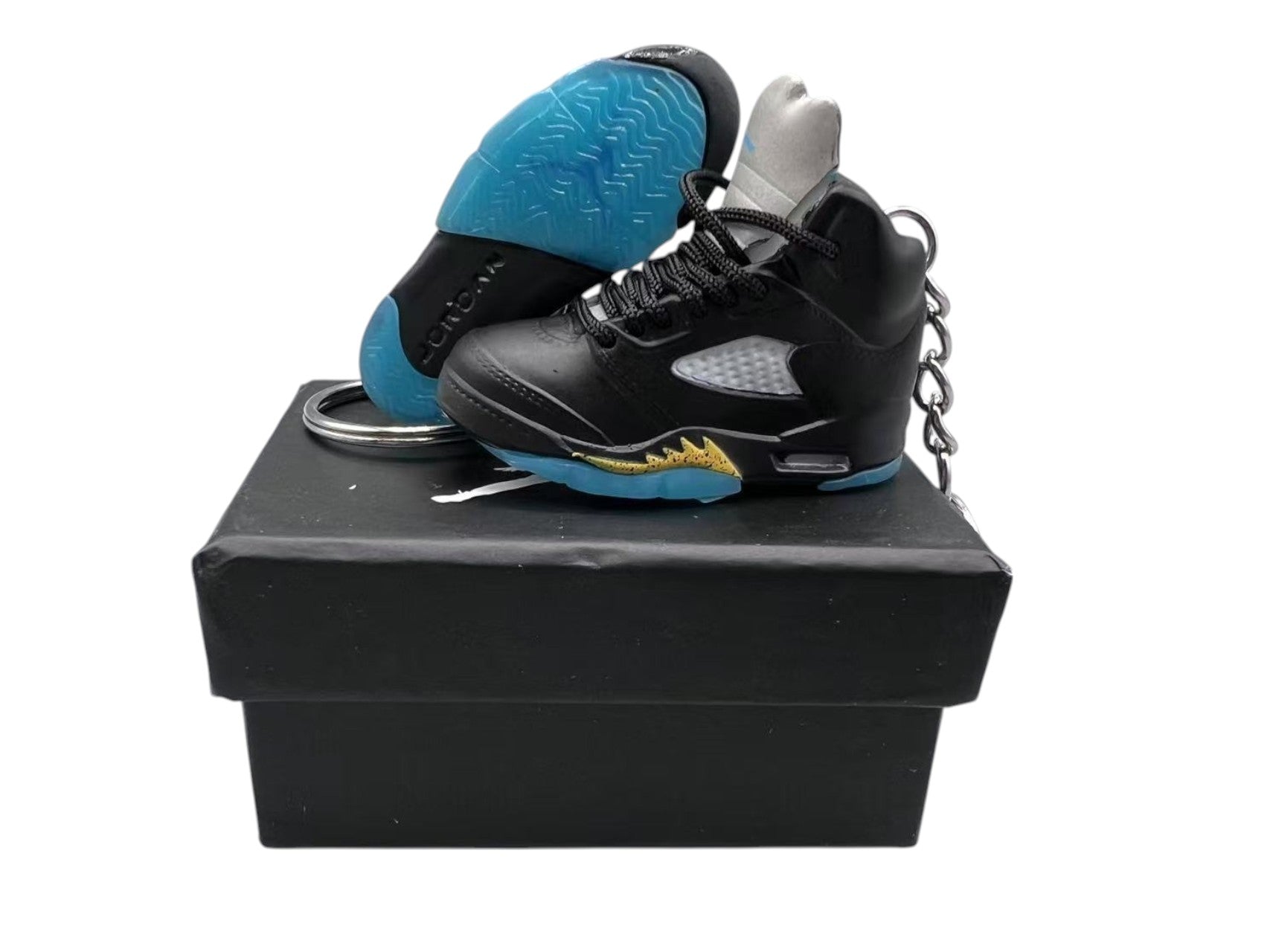 【Aqua】Air Jordan 5 Shoe Keychain image 0
