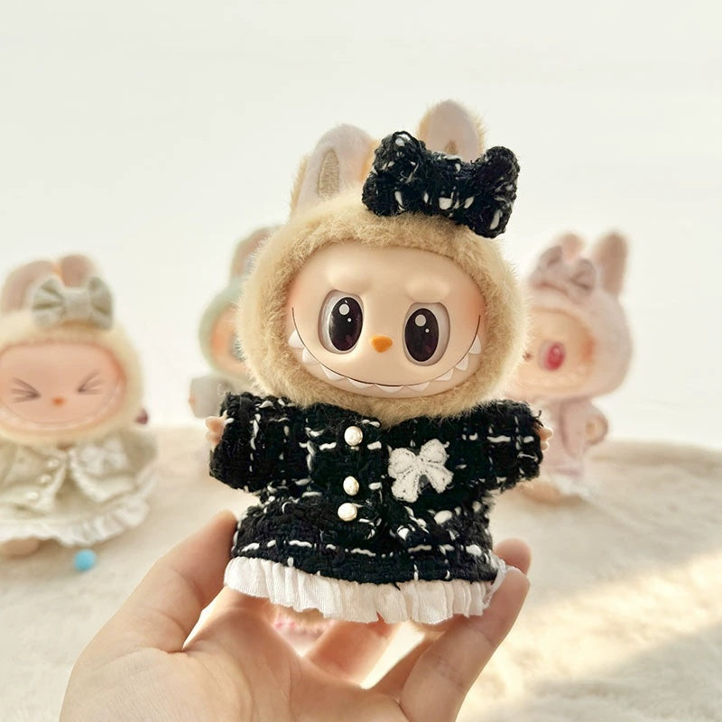 Elegant Black & White Dress Outfit for Labubu Doll image 0