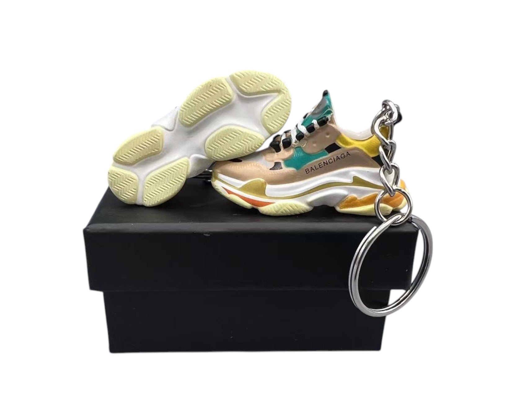 【Beige Green Yellow】Triple S Keychain image 0