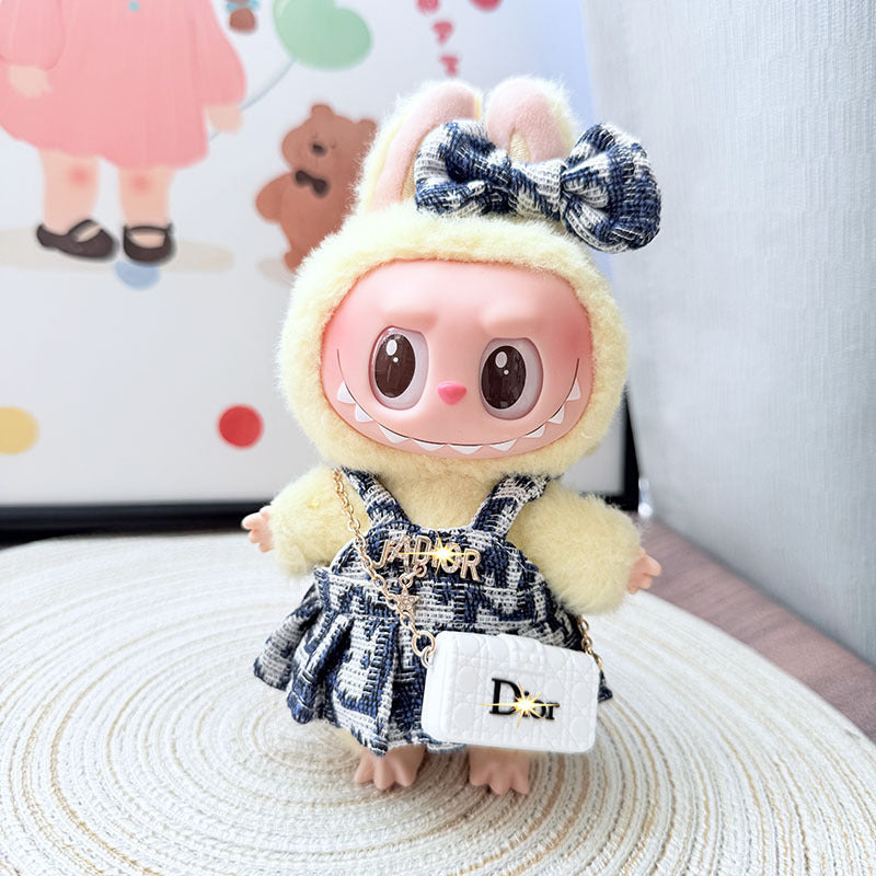 Bag + Blue Dress Popmart Labubu Clothes- Di.or Inspired image 1