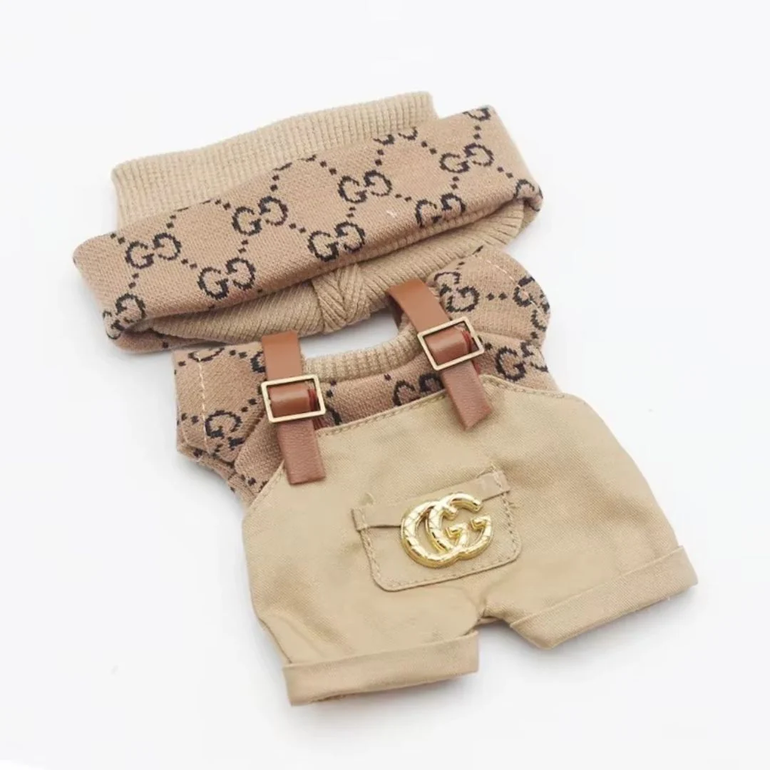 Brown Overall 3 Pieces Set For Labubu image 1