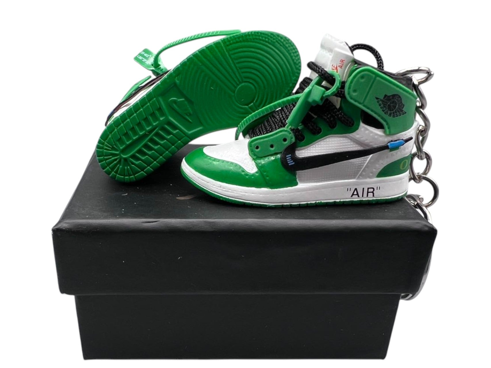 "Oregon Ducks Off White" AJ1 Mini Sneakers-1/6 Scaled Shoes/ Keychains.
