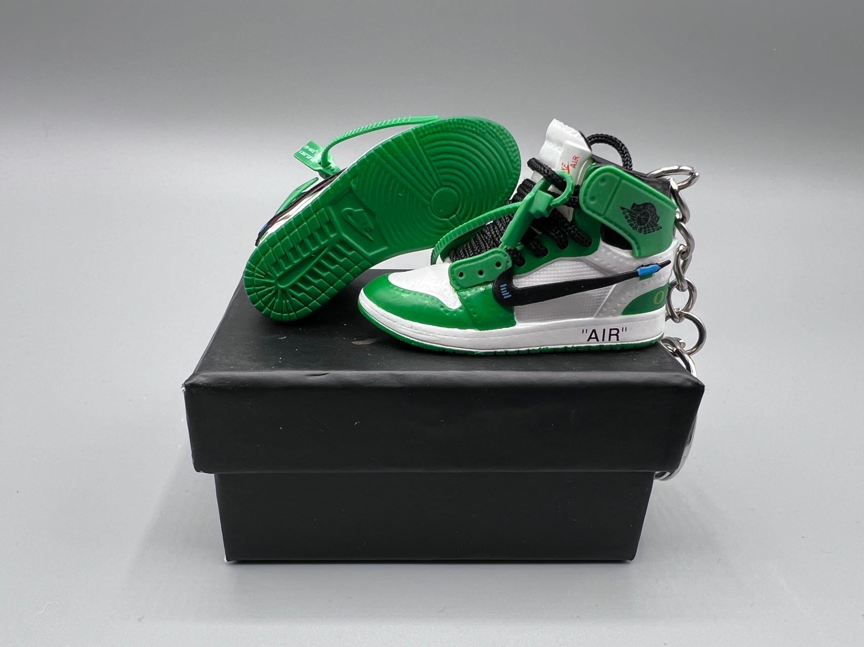 1:6 Scale Mini Sneaker – Doll Wear or Keychain - "off-white & Green Tone"