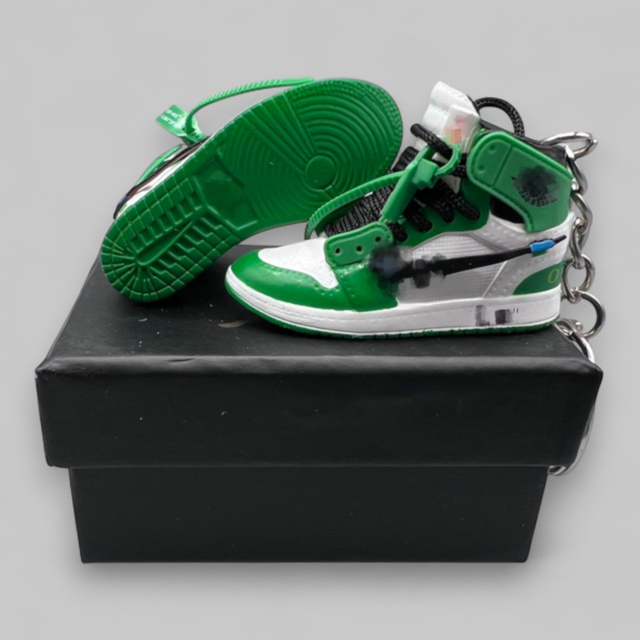 1:6 Scale Mini Sneaker – Doll Wear or Keychain - "off-white & Green Tone"