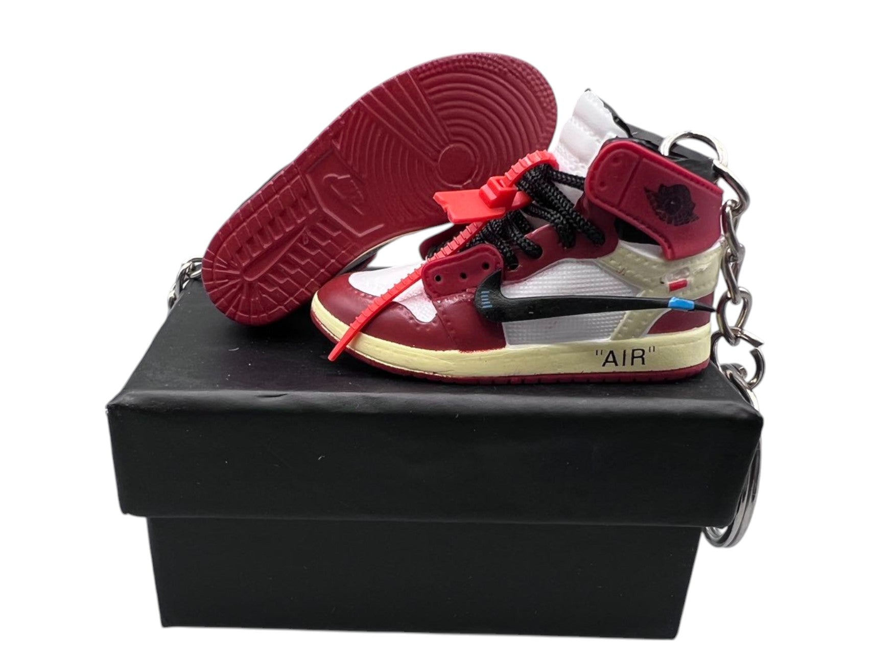 "Chicago Off-White" AJ1 Mini Sneakers-1/6 Scaled Shoes/ Keychains.