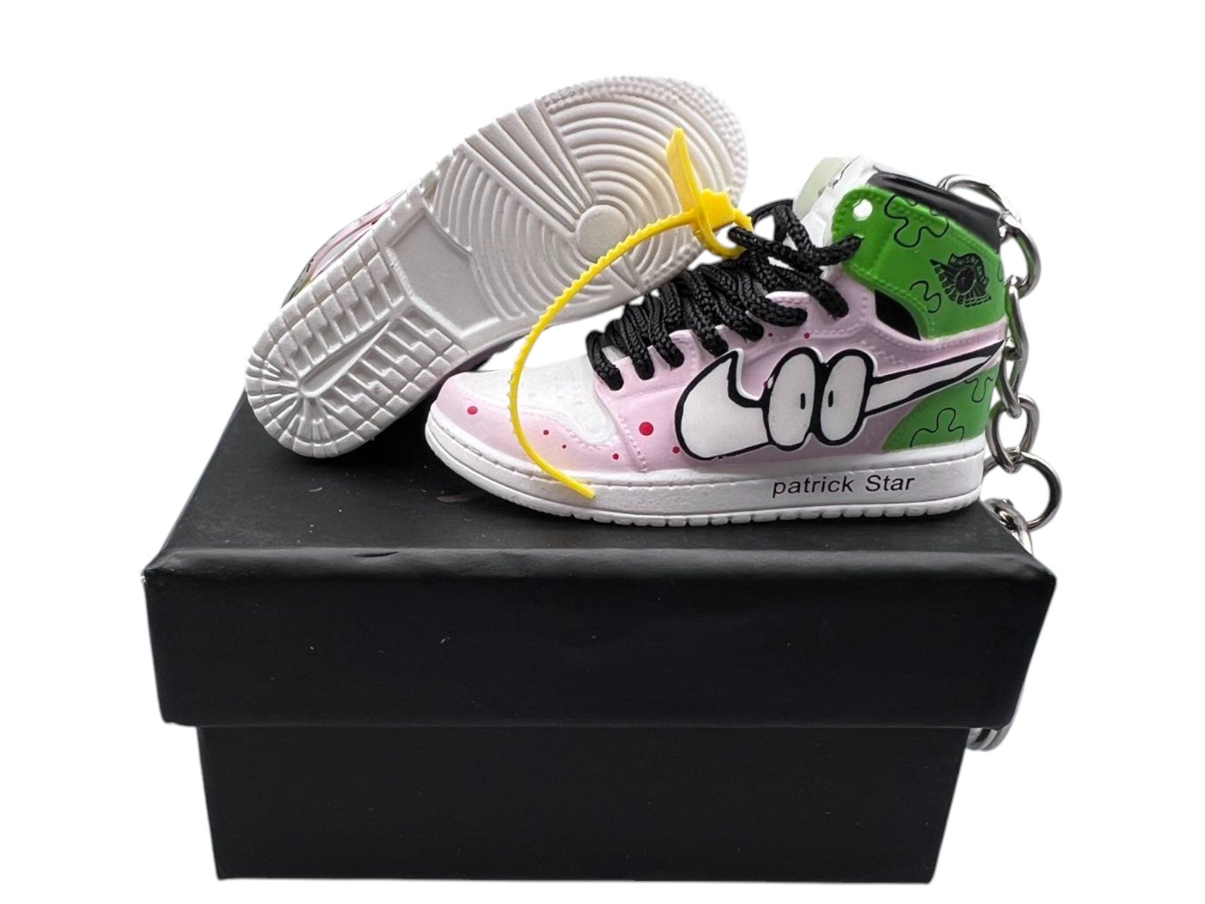 "Patrick Star Off White" AJ1 Mini Sneakers-1/6 Scaled Shoes/ Keychains.