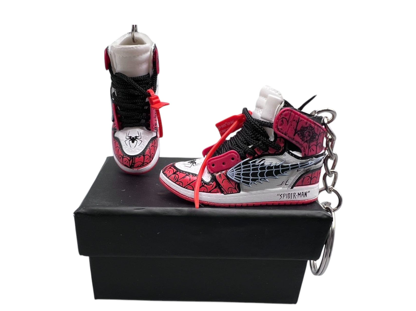 "Spider-Man Off White" AJ1 Mini Sneakers-1/6 Scaled Shoes/ Keychains.