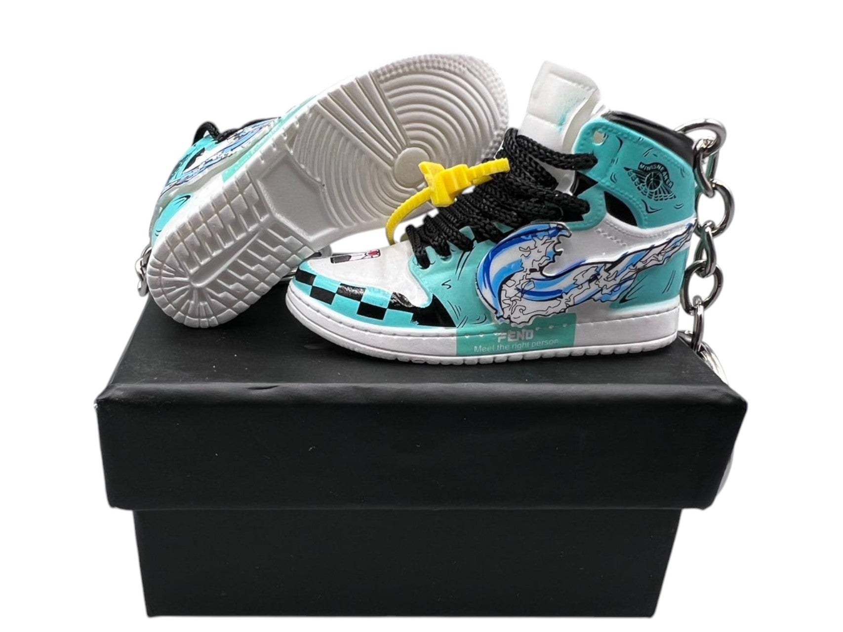 "Demon Slayer Off White" AJ1 Mini Sneakers-1/6 Scaled Shoes/ Keychains.