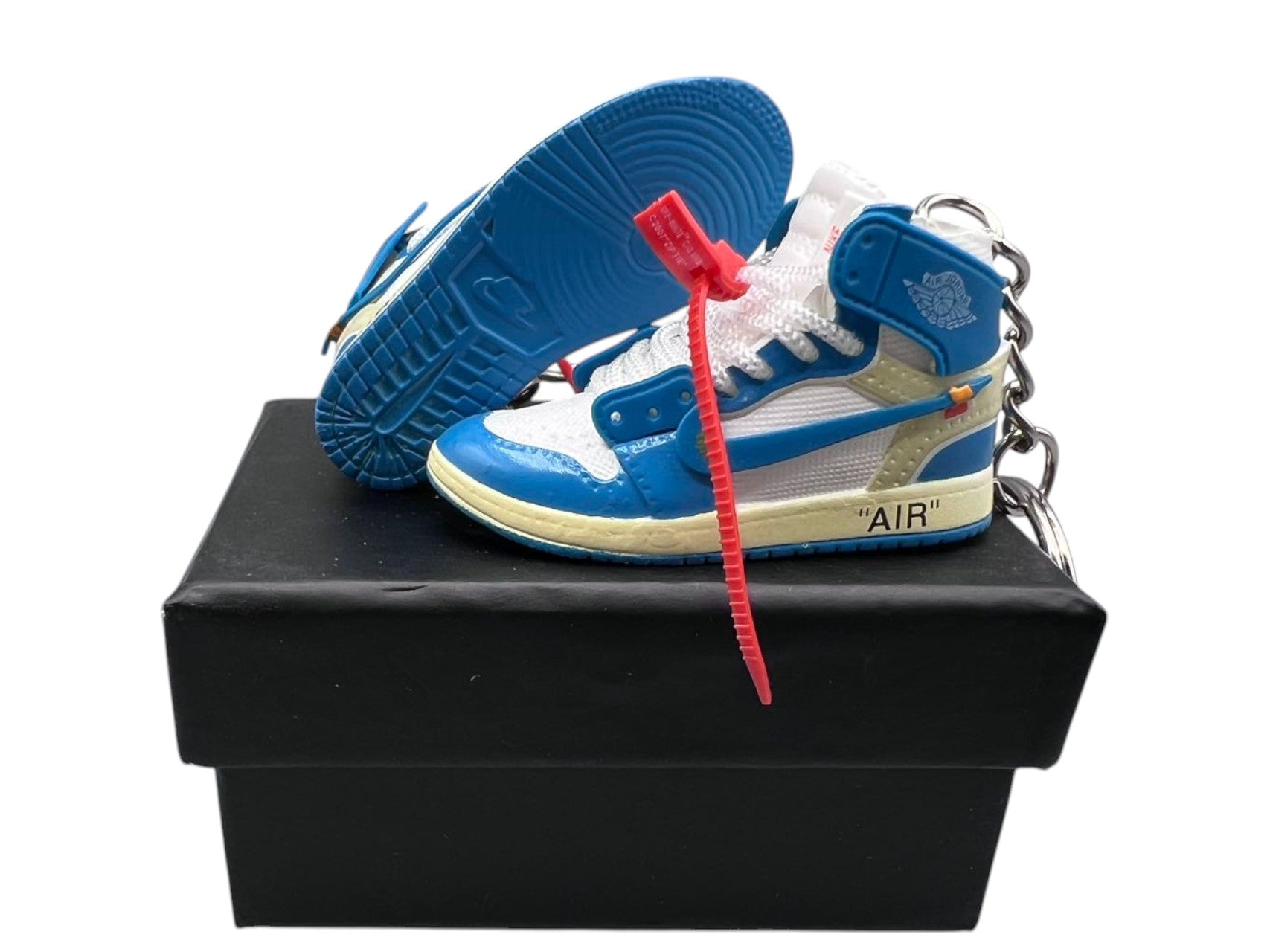 "UNC Off-White" AJ1 Mini Sneakers-1/6 Scaled Shoes/ Keychains.