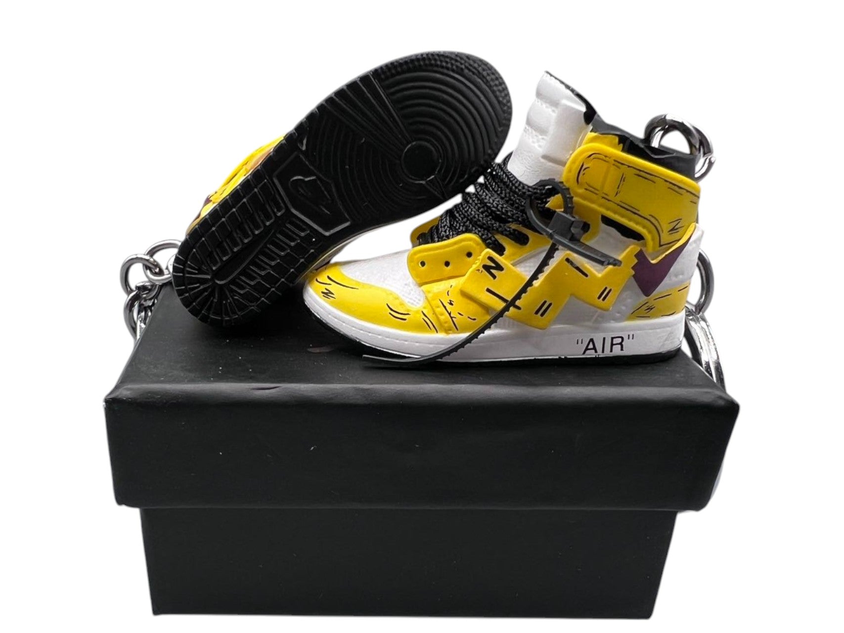"Pikachu Off White" AJ1 Mini Sneakers-1/6 Scaled Shoes/ Keychains.