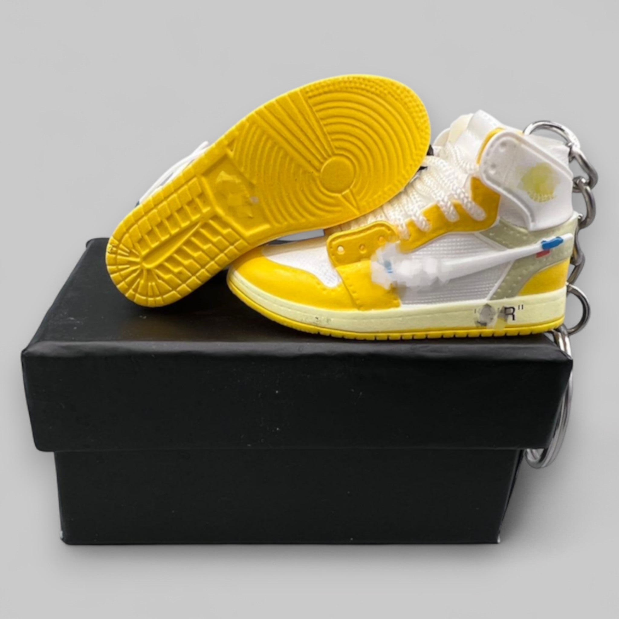 1:6 Scale Mini Sneaker – Doll Wear or Keychain - "off-white & Yellow Tone"