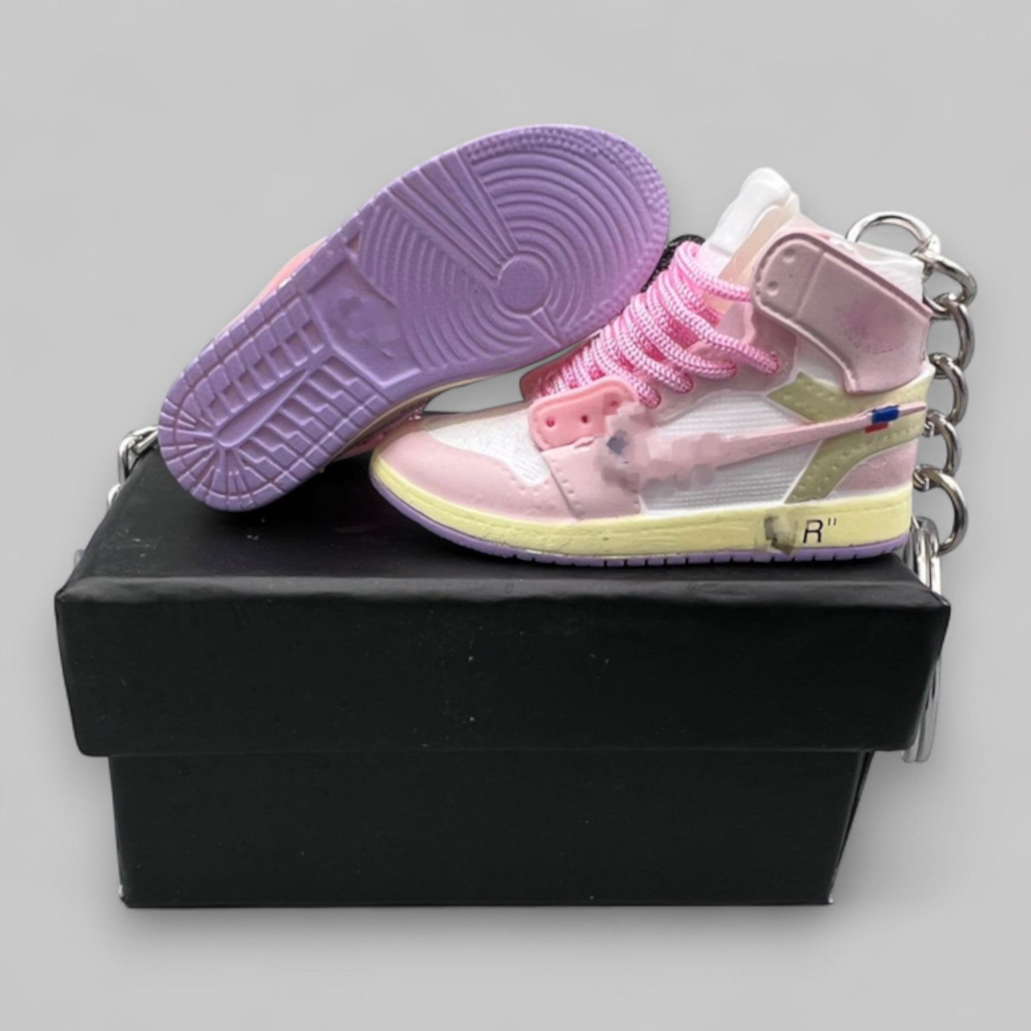 1:6 Scale Mini Sneaker – Doll Wear or Keychain - "off-white & Pink Tone"