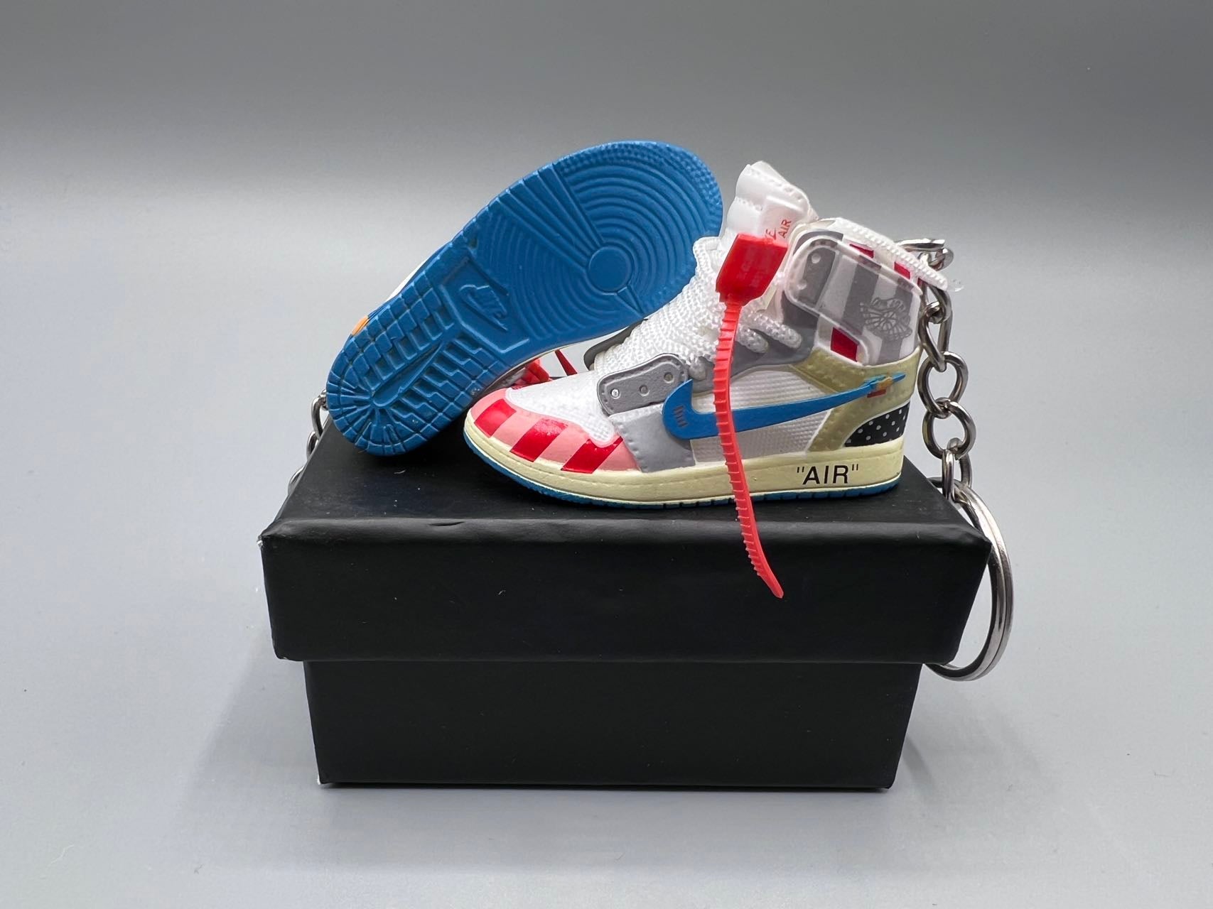 1:6 Scale Mini Sneaker – Doll Wear or Keychain - "off-white & Red, Blue, Cream Edition "