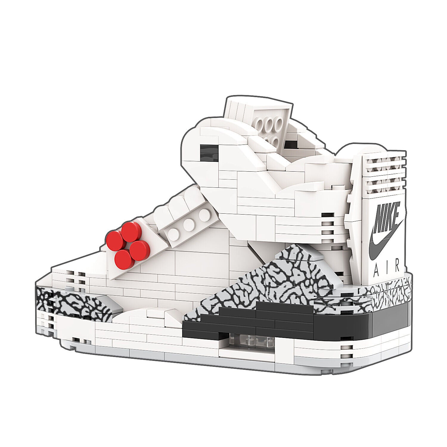 "AJ3 White Cement" Inspired Air Jordan 3 Bricks / Building Blocks Set