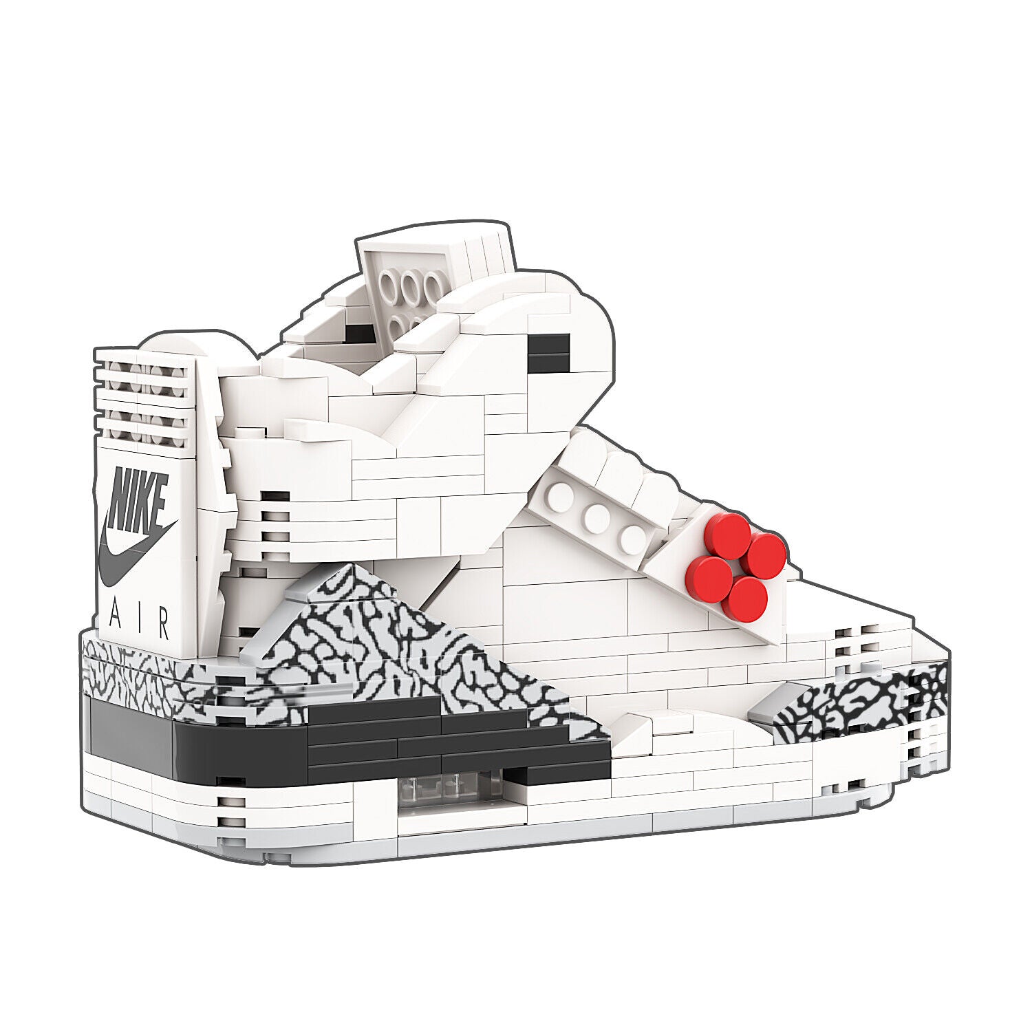 "AJ3 White Cement" Inspired Air Jordan 3 Bricks / Building Blocks Set