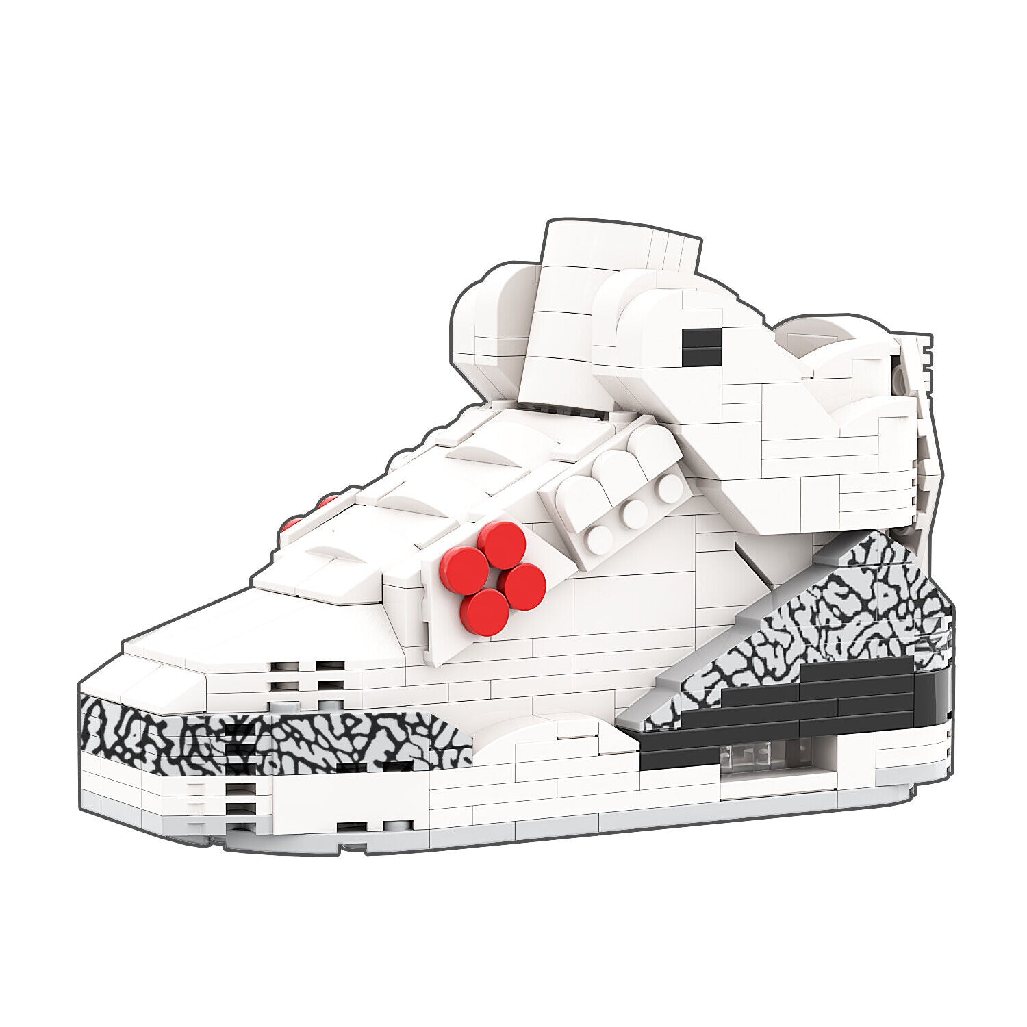 "AJ3 White Cement" Inspired Air Jordan 3 Bricks / Building Blocks Set