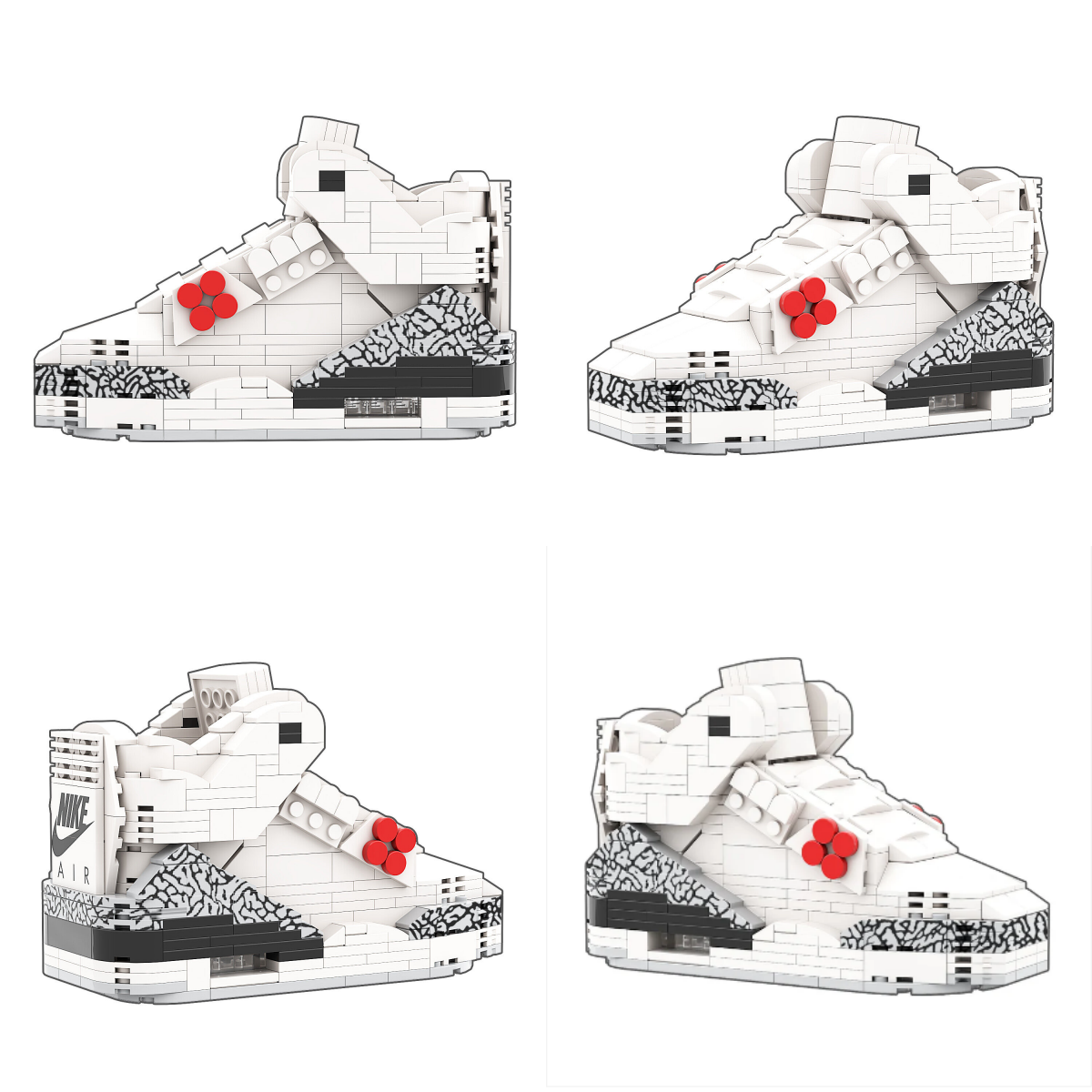 "AJ3 White Cement" Inspired Air Jordan 3 Bricks / Building Blocks Set
